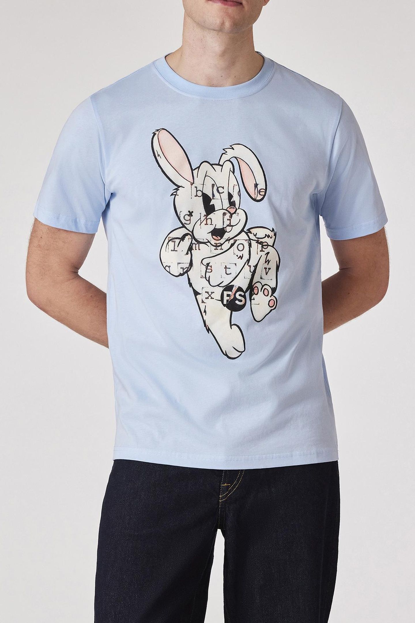 MENS REG FIT SS T SHIRT BUNNY LIGHT BLUE 1