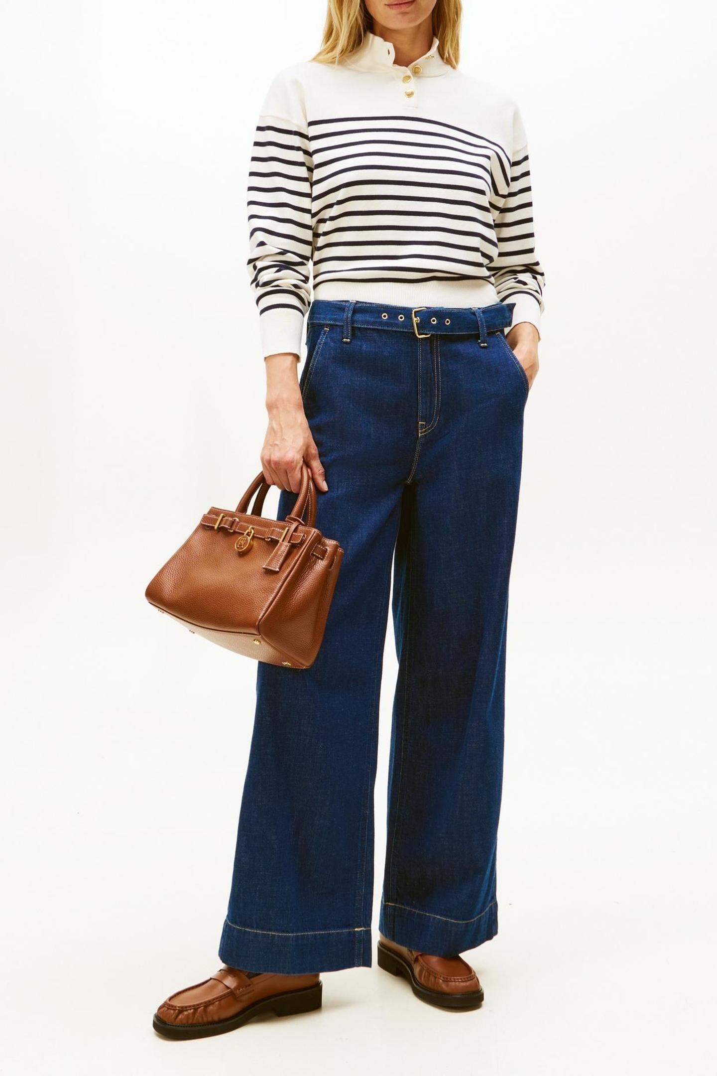 CO JERSEY GOLD BUTTON SWEATER PLACED THIN NAVY 2