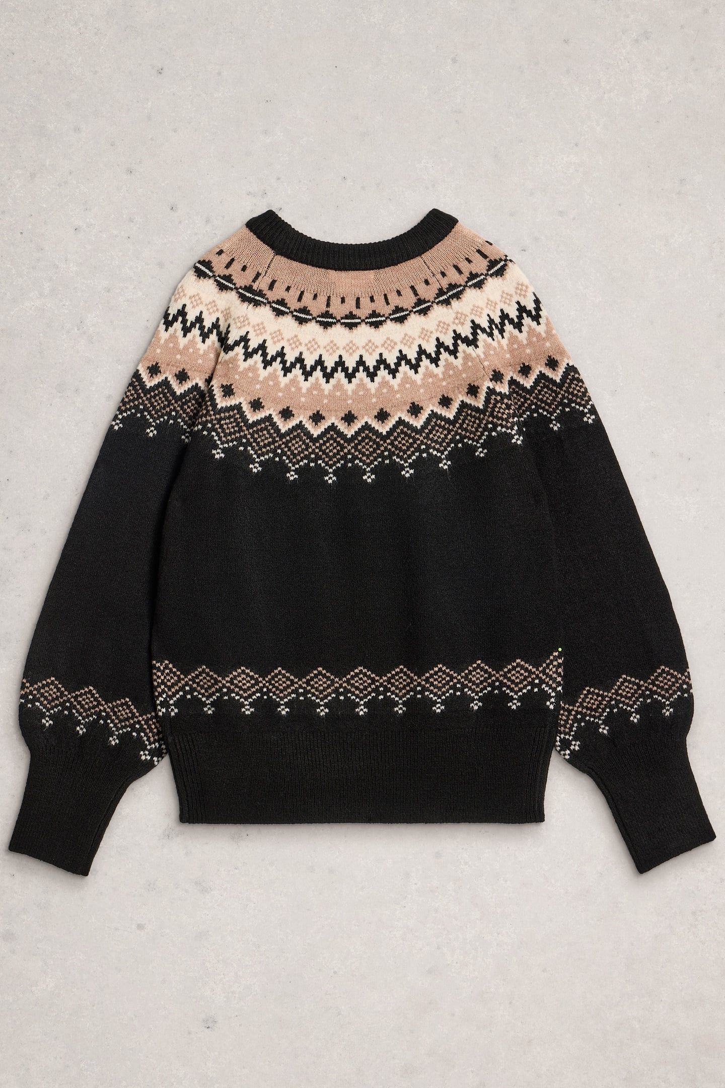 FAIRISLE CREW NECK JUMPER BLACK MULTI 2