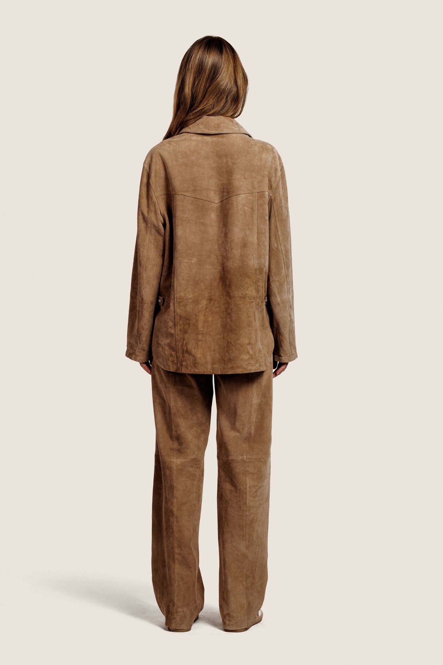 GEORGIA SUEDE OVERSHIRT BLOUSE DARK SAND 4