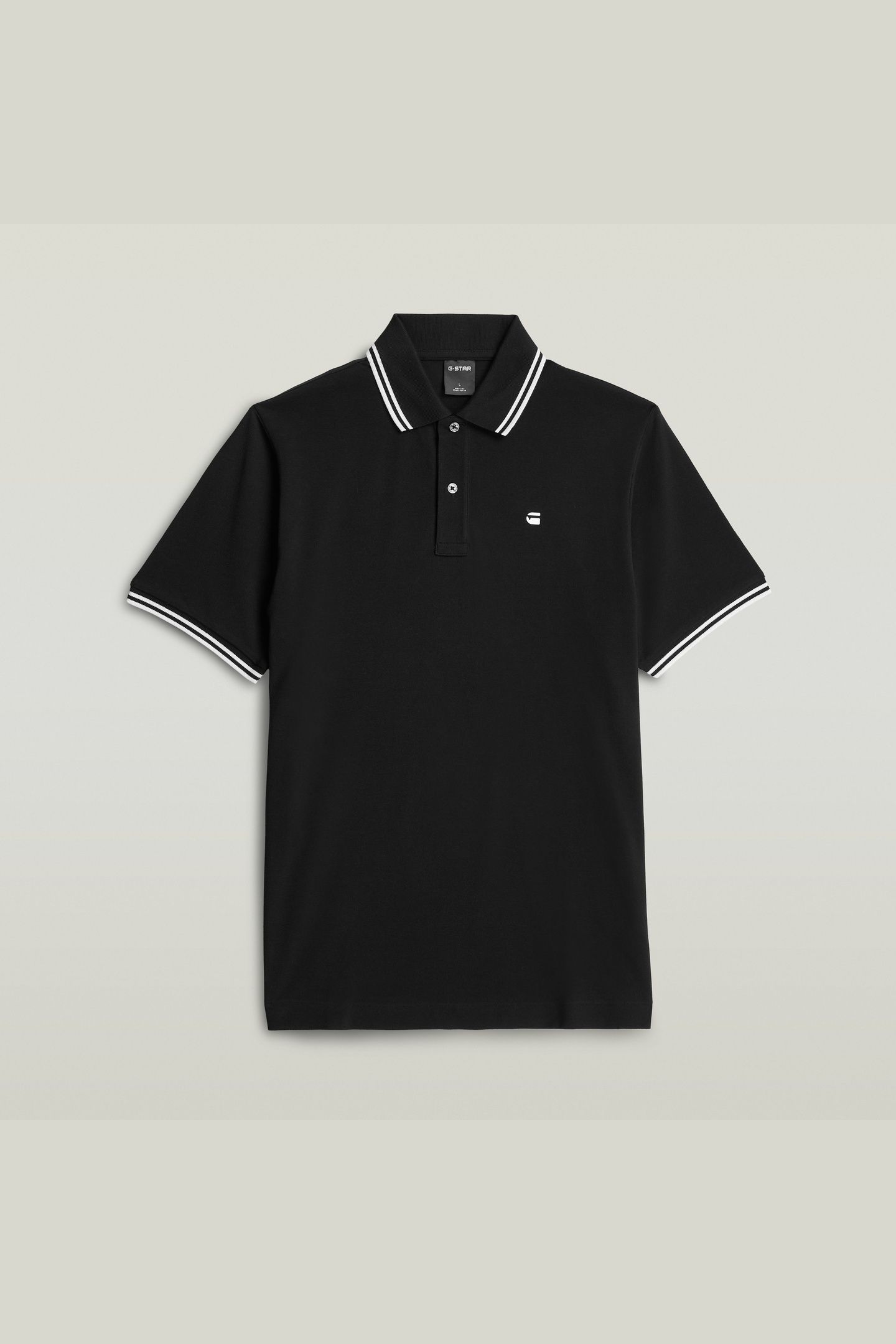STRIPED COLLAR SLIM POLO S/S BLACK 4