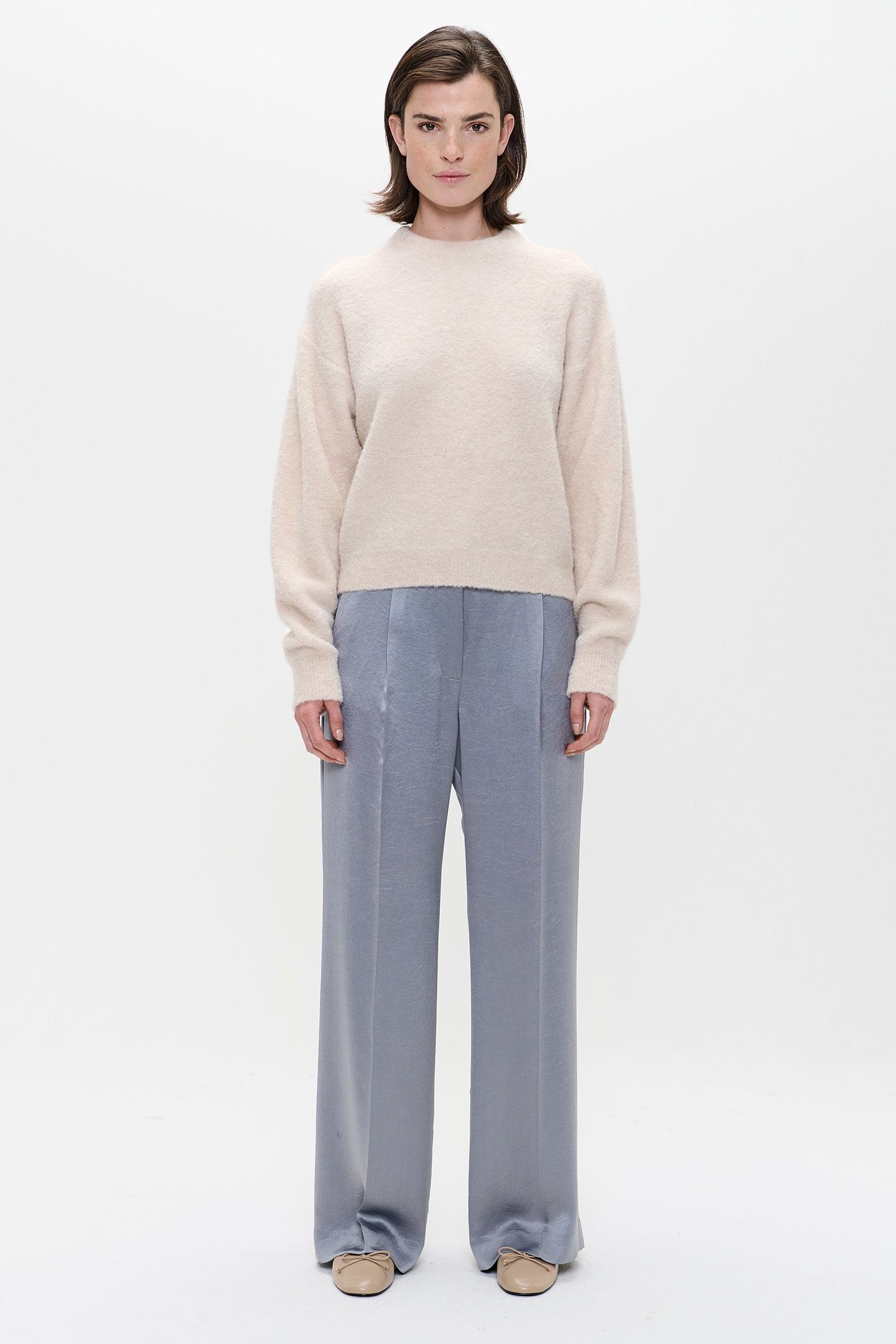 CREW NECK WOOL BOUCLE PULLOVER ALMOND 3