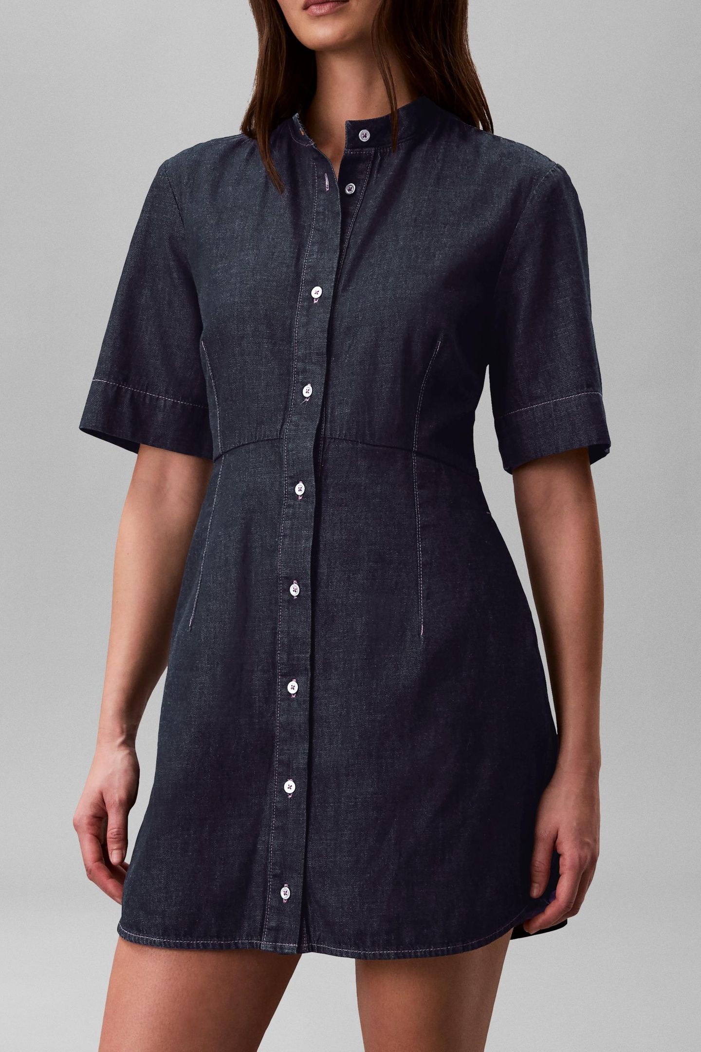 SHORT SLEEVE SHIRT DRESS RINSE 1