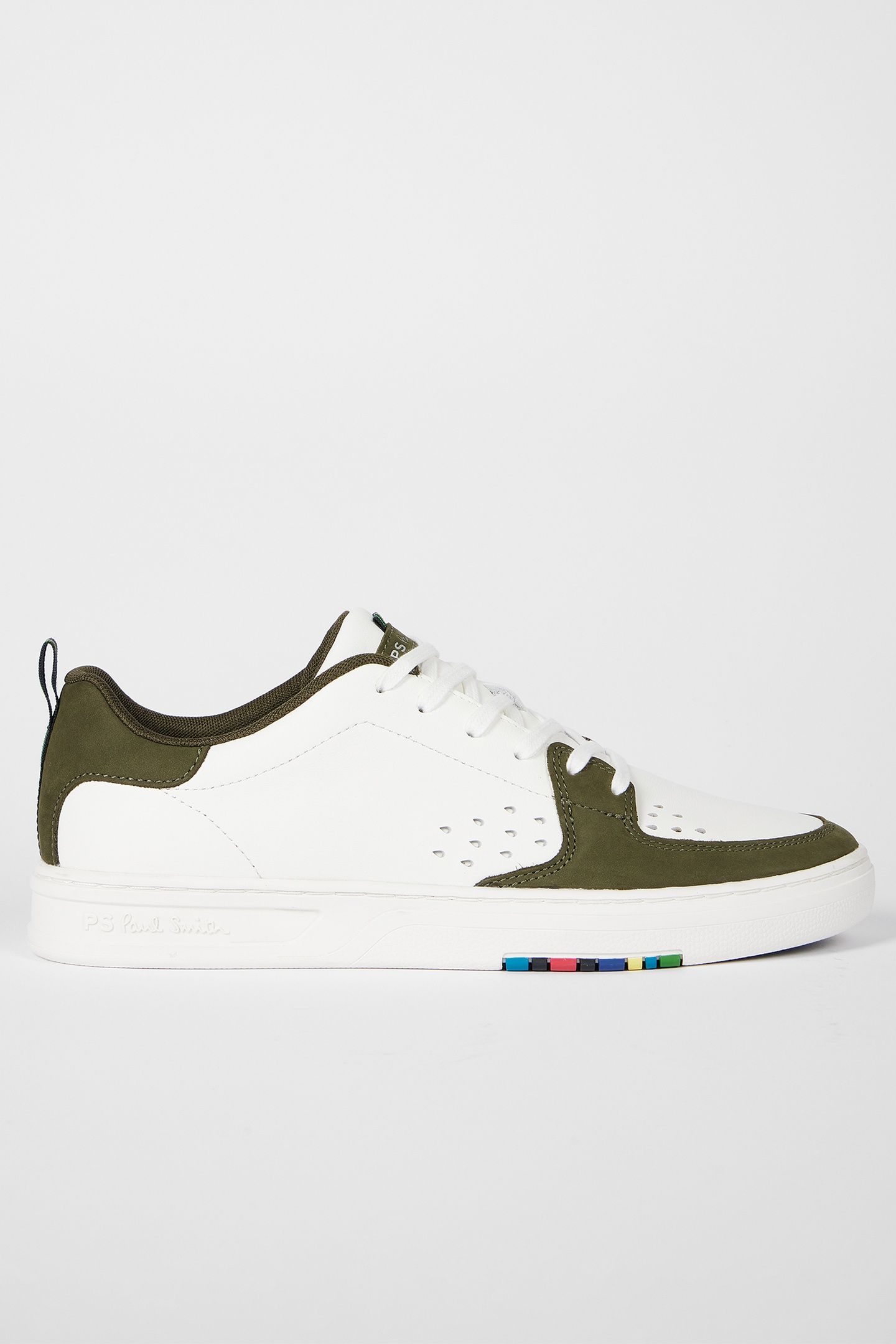 MENS SHOE COSMO WHITE KHAKI BACK PANEL WHITE 3