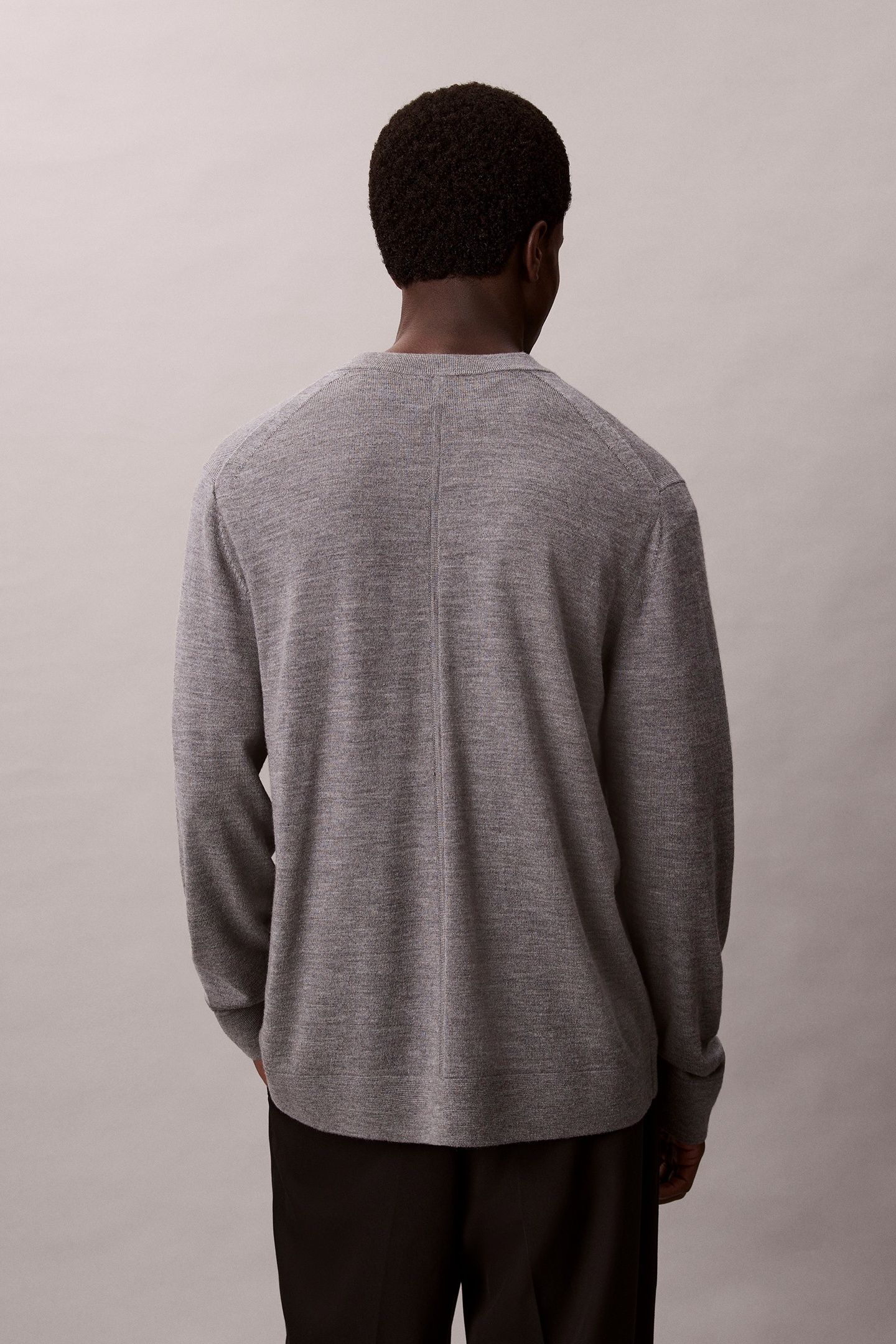 LS 100% MERINO CARDIGAN MED GREY HEATHER 2