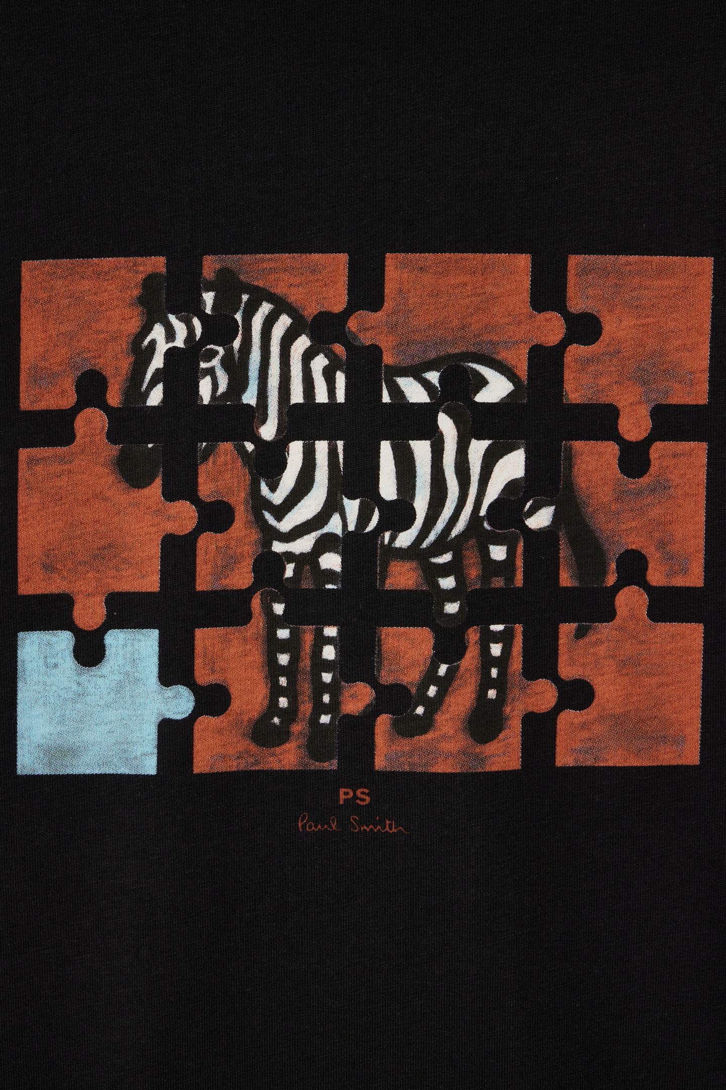 MENS SLIM FIT T SHIRT JIGSAW ZEBRA BLACK 3