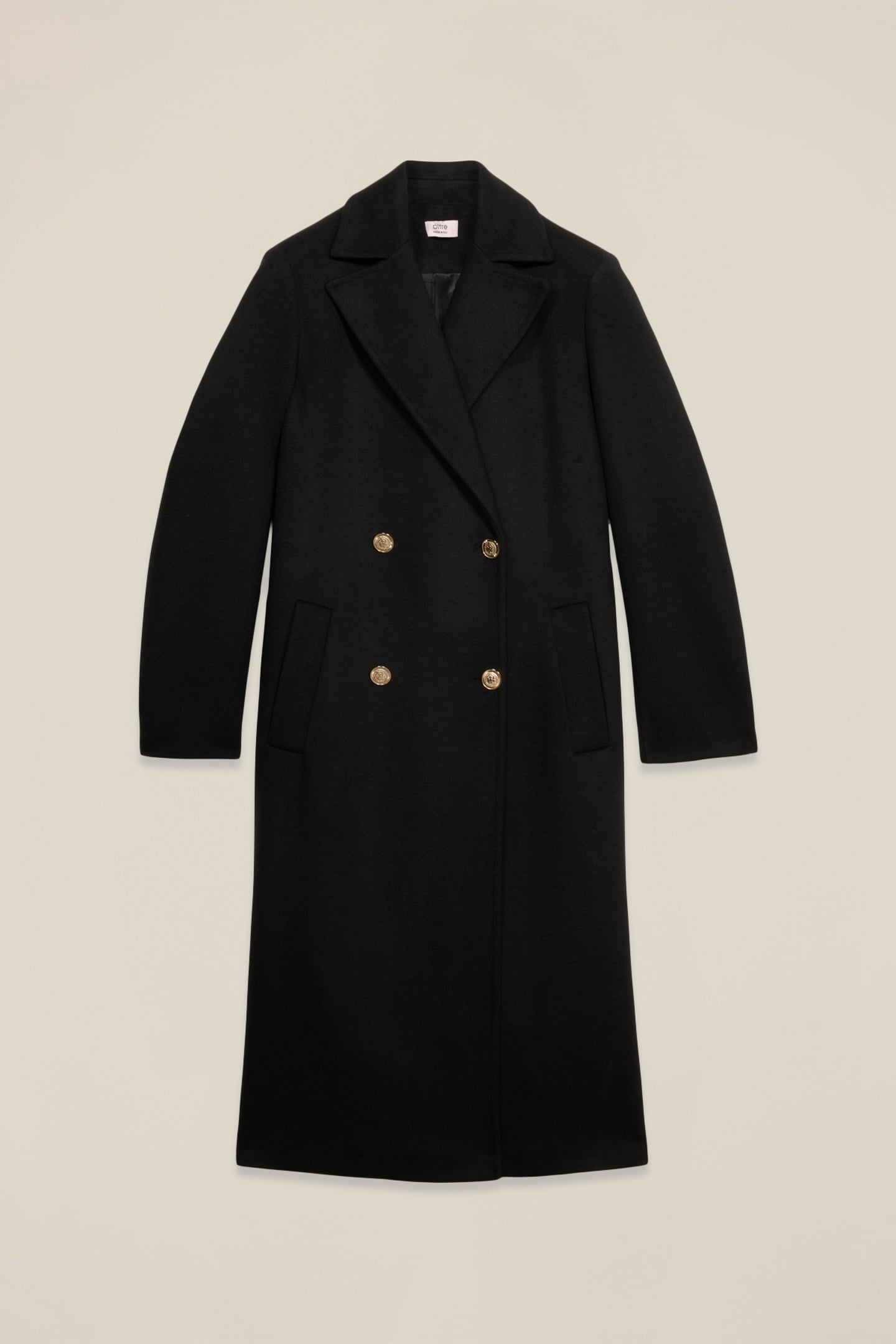 LONG DOUBLE-BREASTED COAT BLACK 4