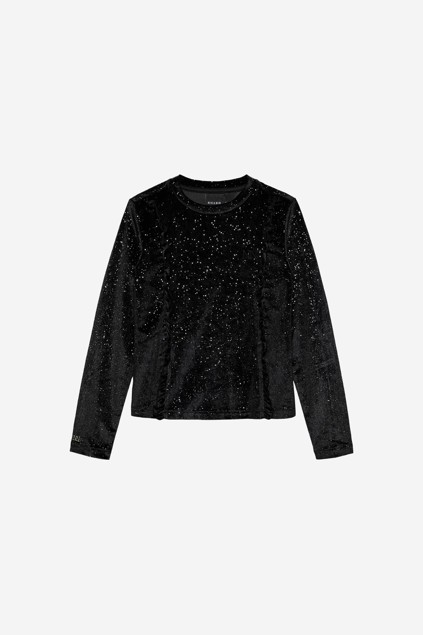 FILEA SPARKLE VELVET TOP BLACK 1