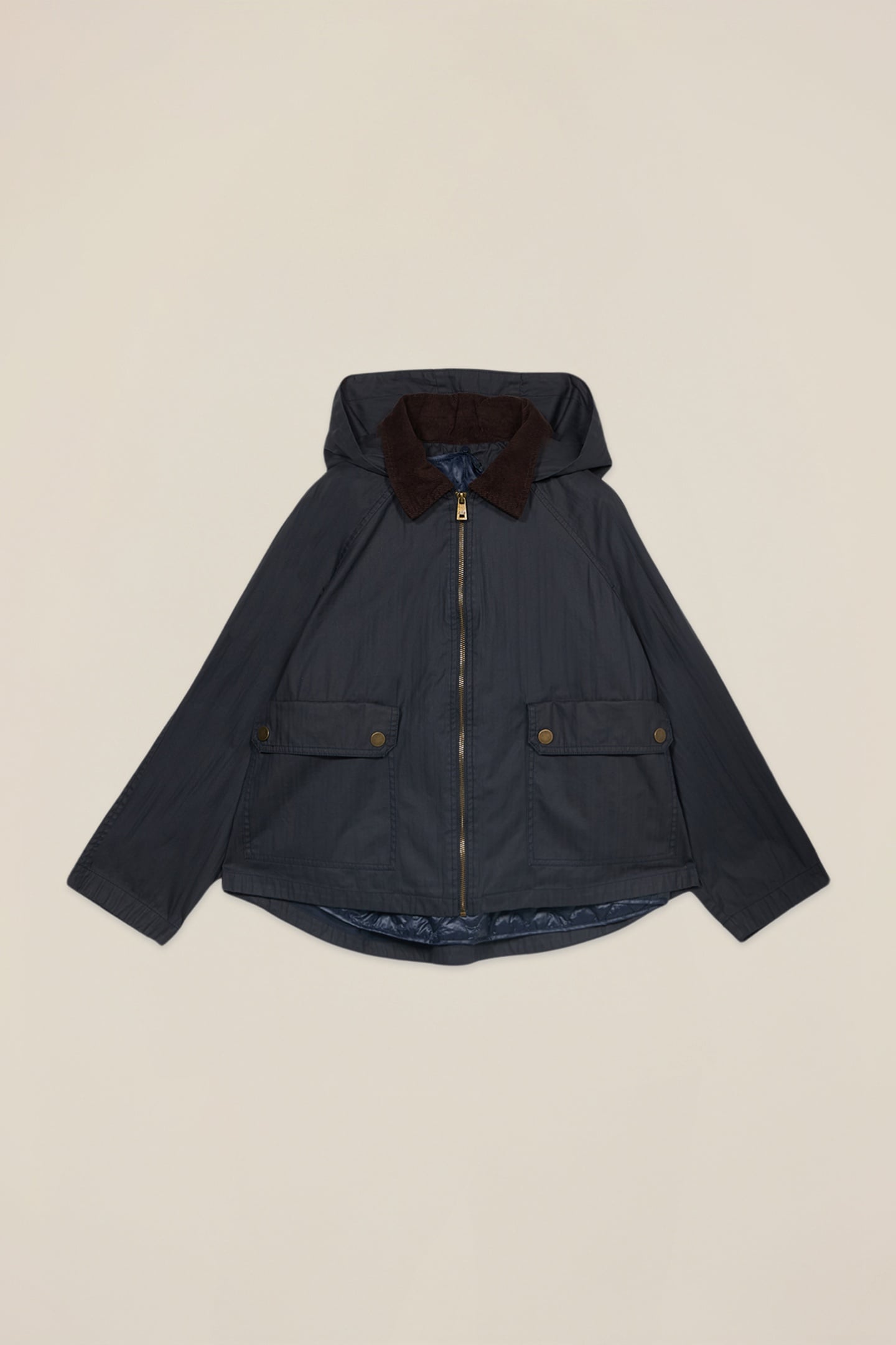 SHORT COTTON PARKA WITH HOOD BLUE 3