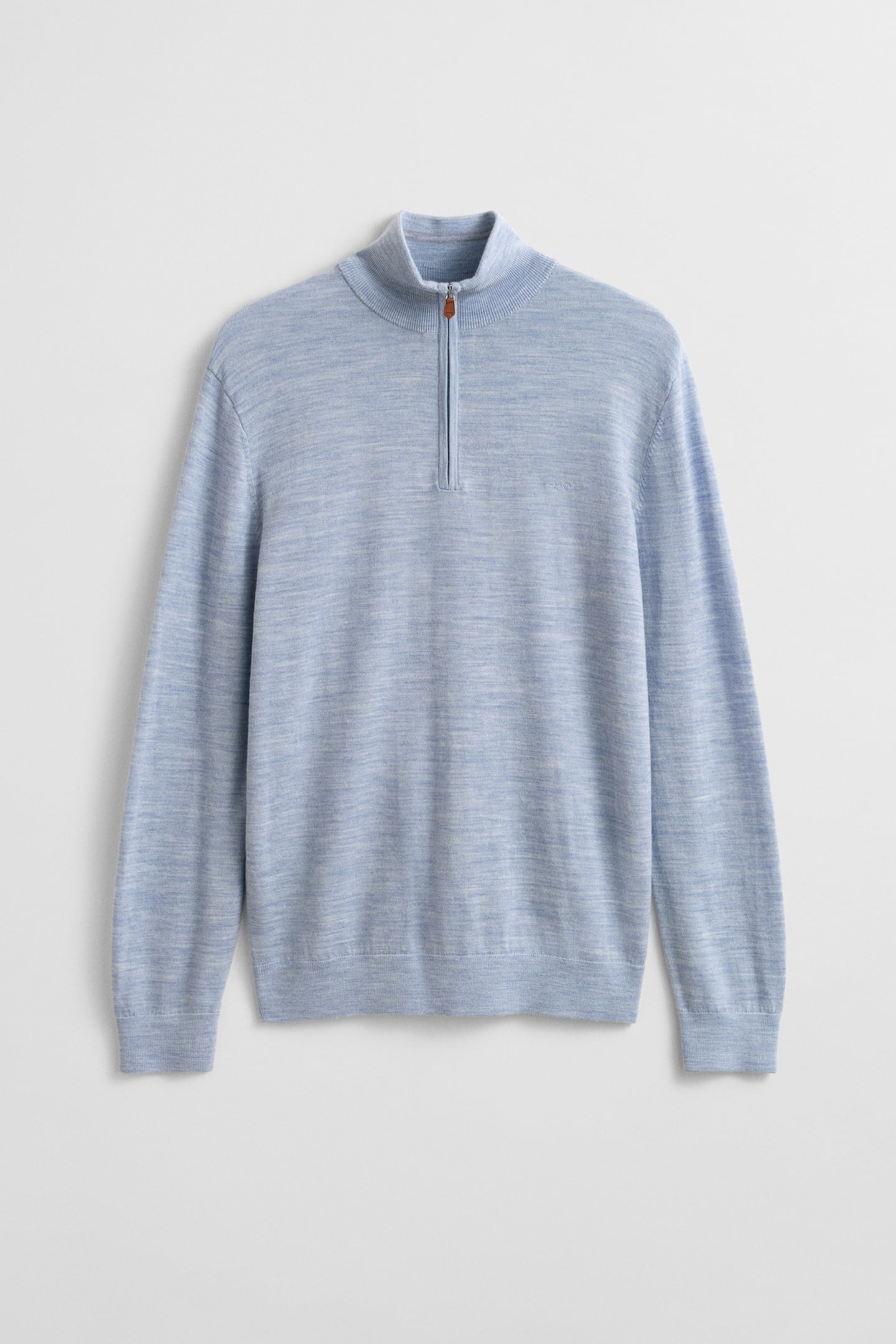 EXTRAFINE MERINO WOOL HALF ZIP LT BLUE MELANGE 4