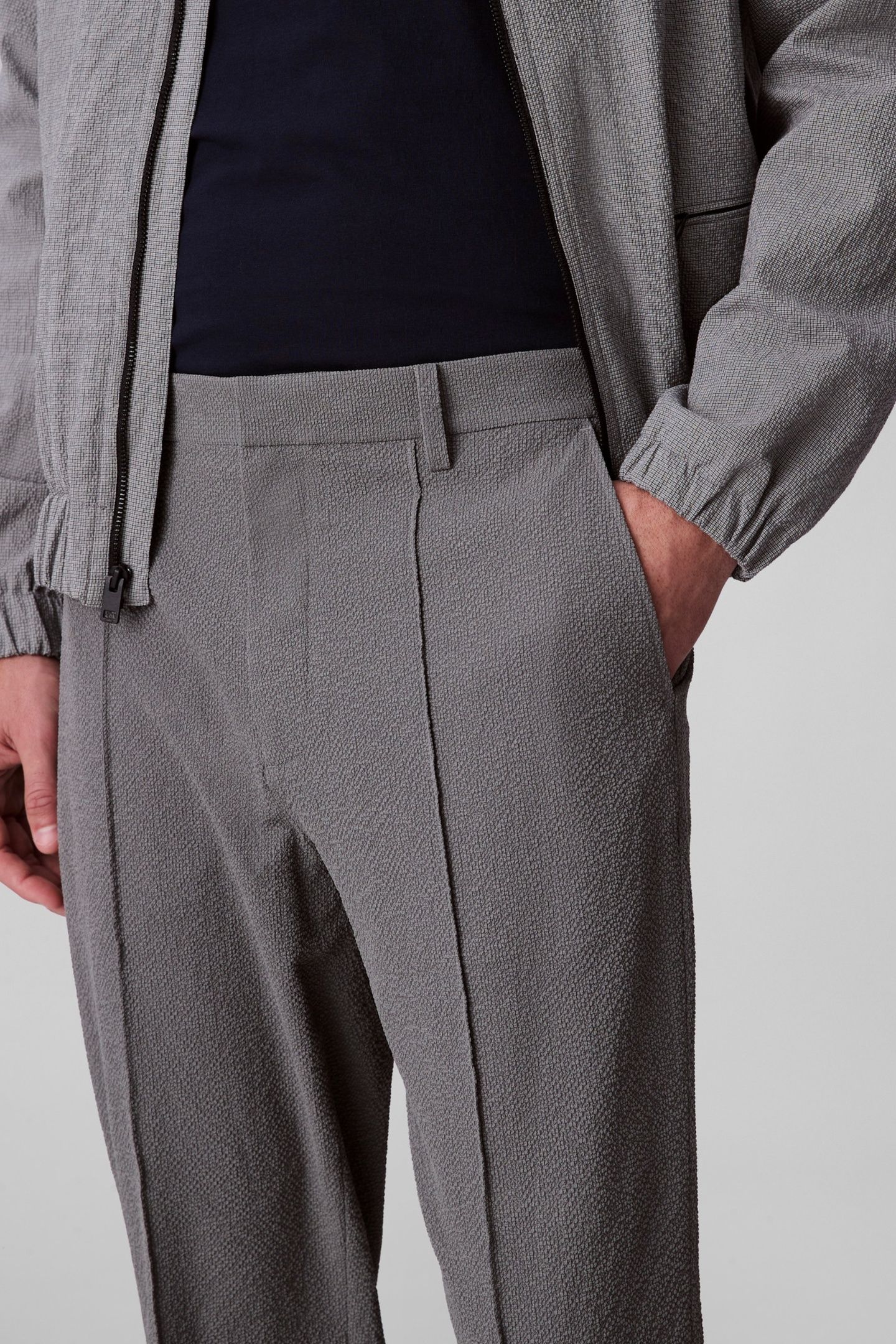 SEERSUCKER PULL ON PANTS PEWTER 5
