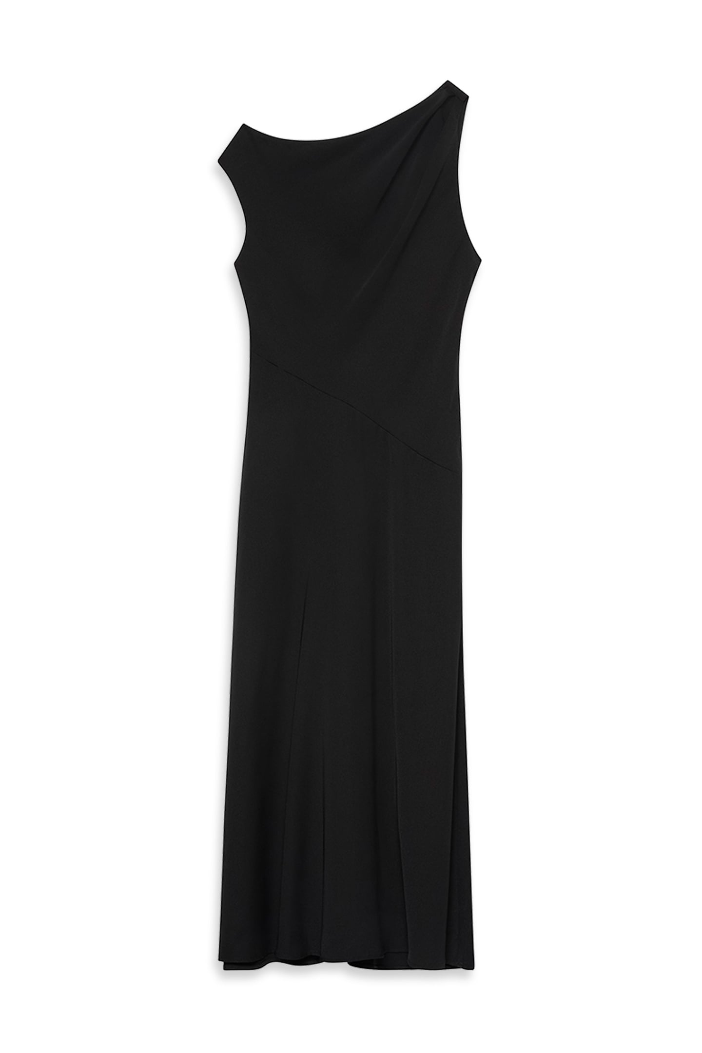 CREPE ONE SHOULDER DRESS BLACK 4