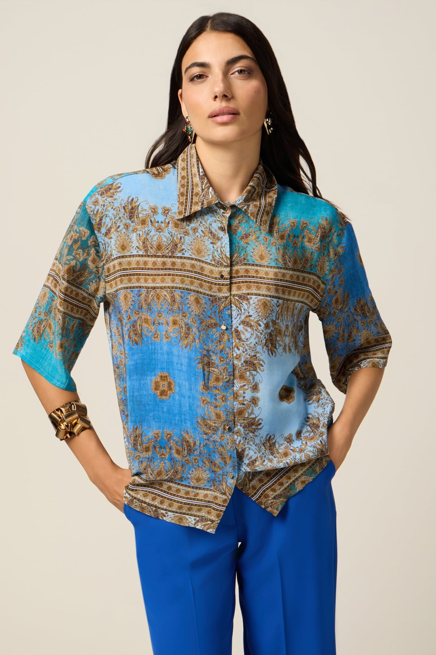 PATTERNED VISCOSE SHIRT LIGHT BLUE 1
