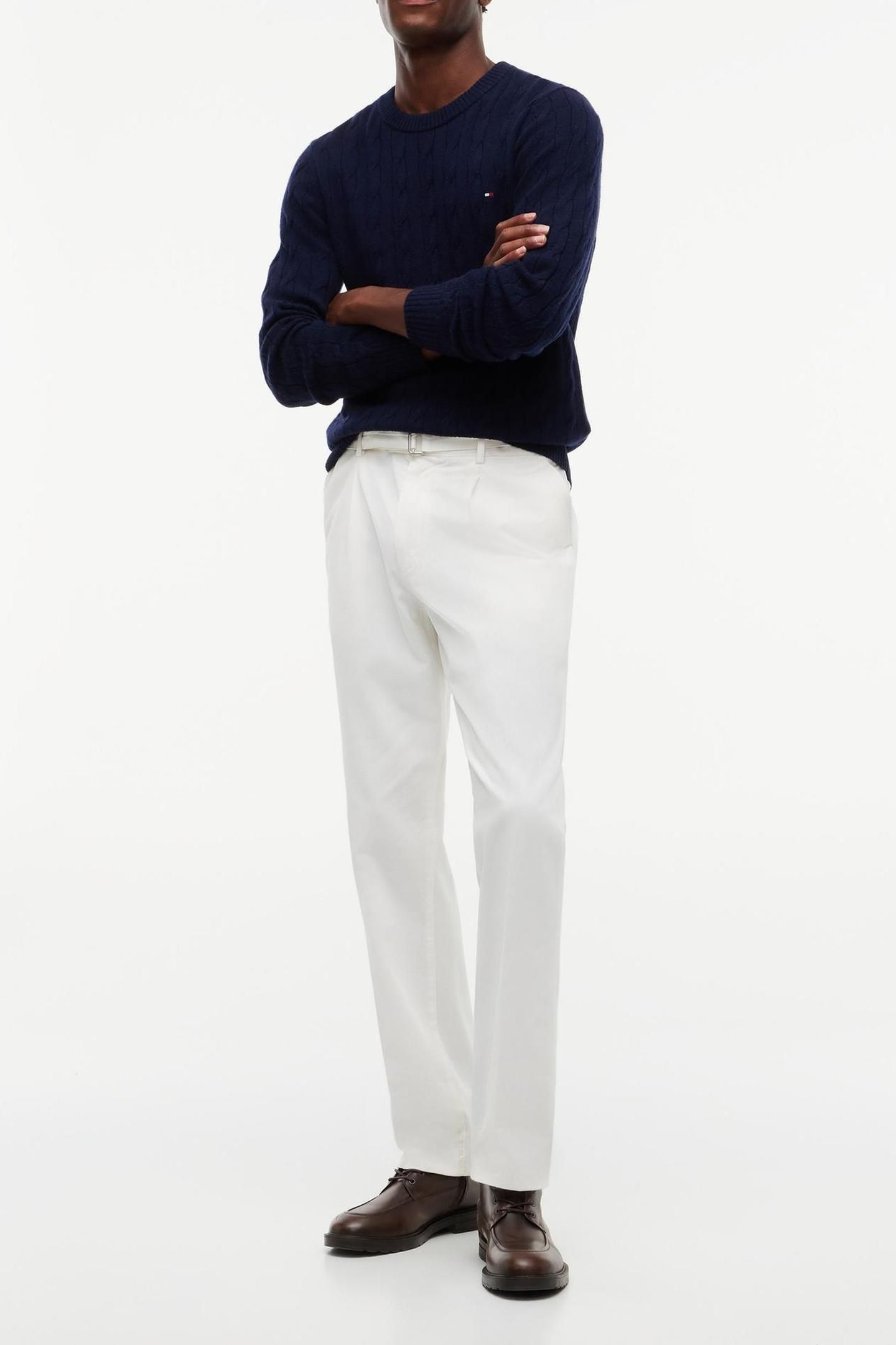 LAMBSWOOL CABLE CREW NAVY BLUE 1