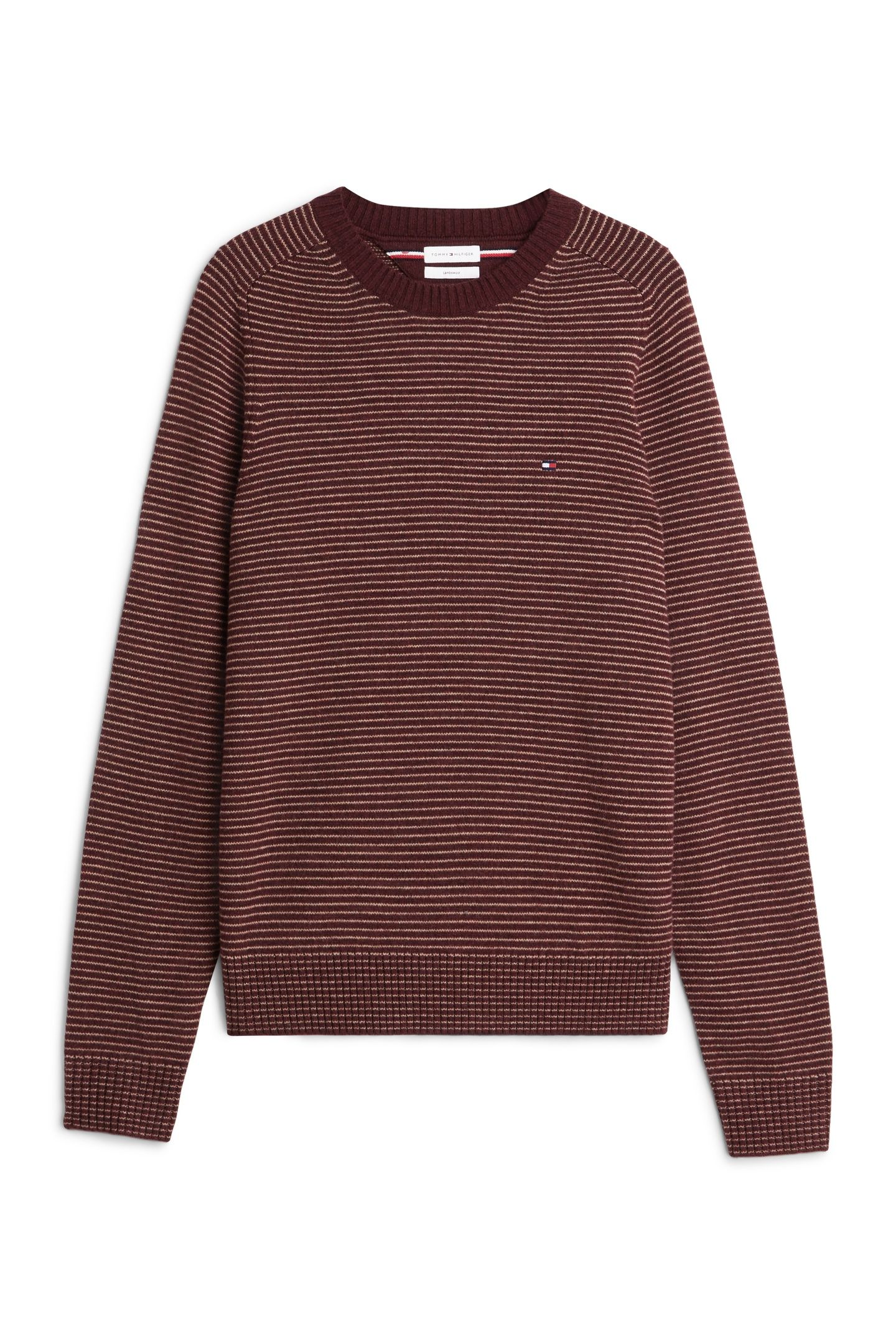 LAMBSWOOL CREW NECK BURGUNDY HEATHER/SAFARI CANVAS HEATHER 4