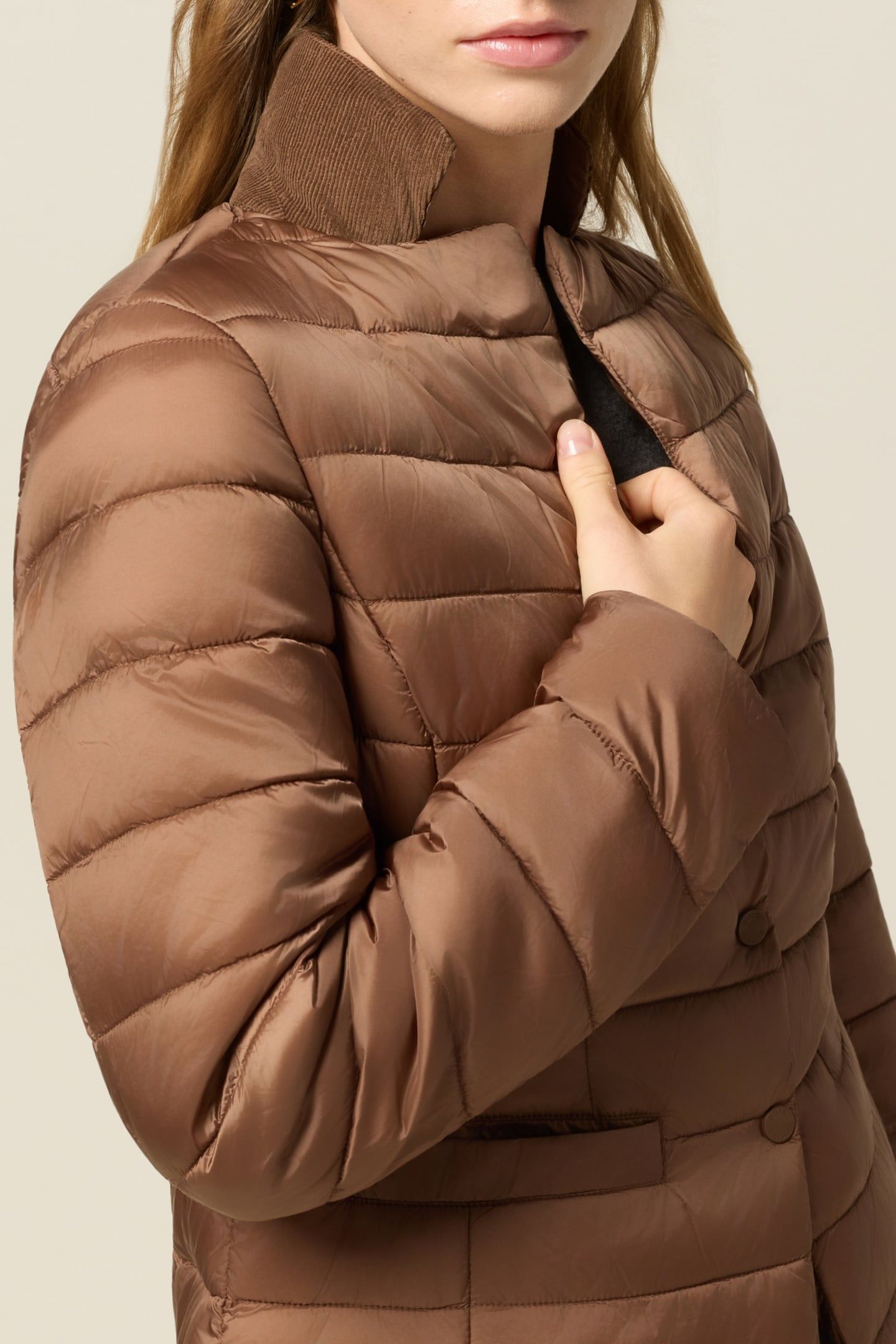 LIGHTWEIGHT QUILTED DOWN JACKET BROWN 5