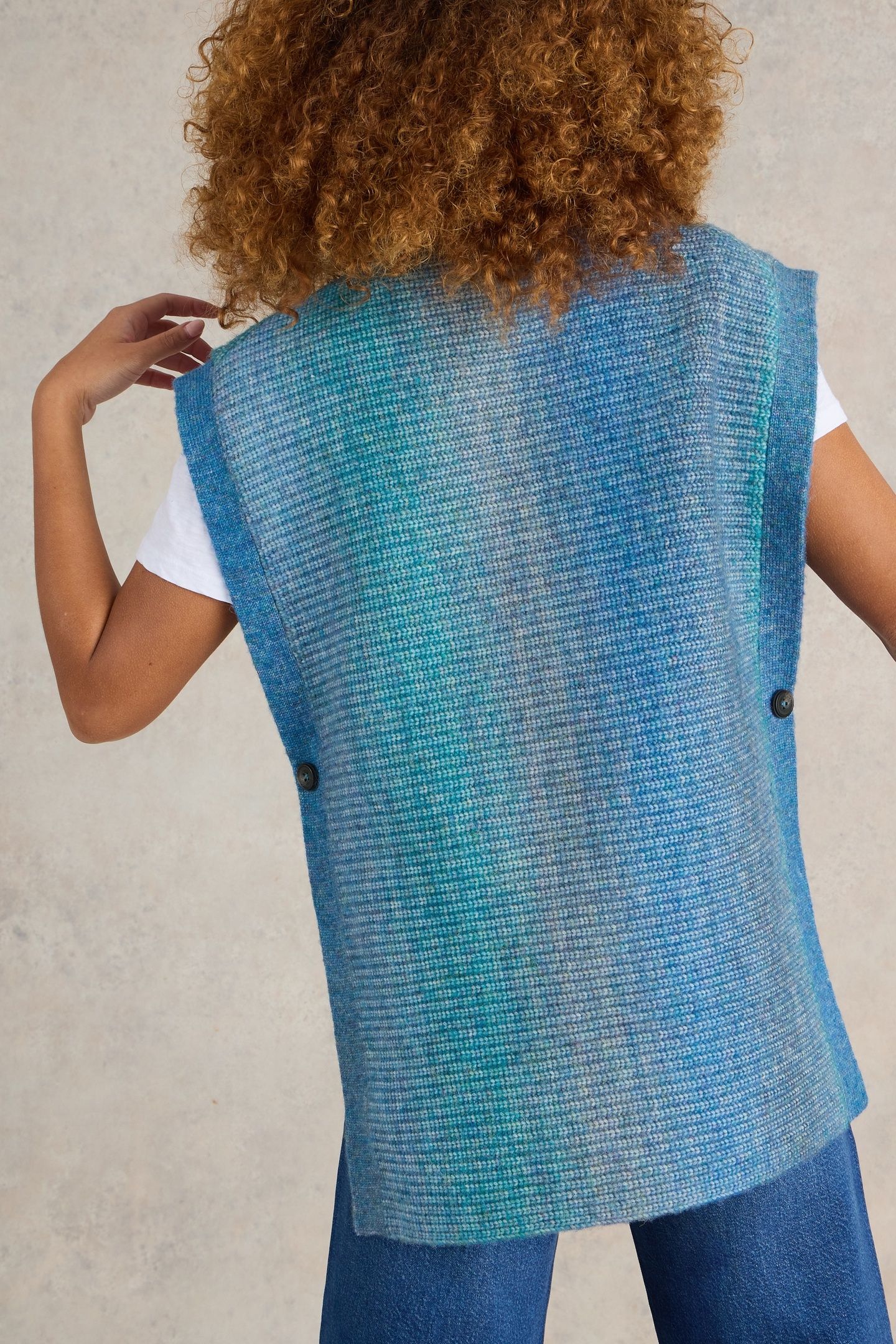 SPACEDYE KNITTED PONCHO BLUE MULTI 3