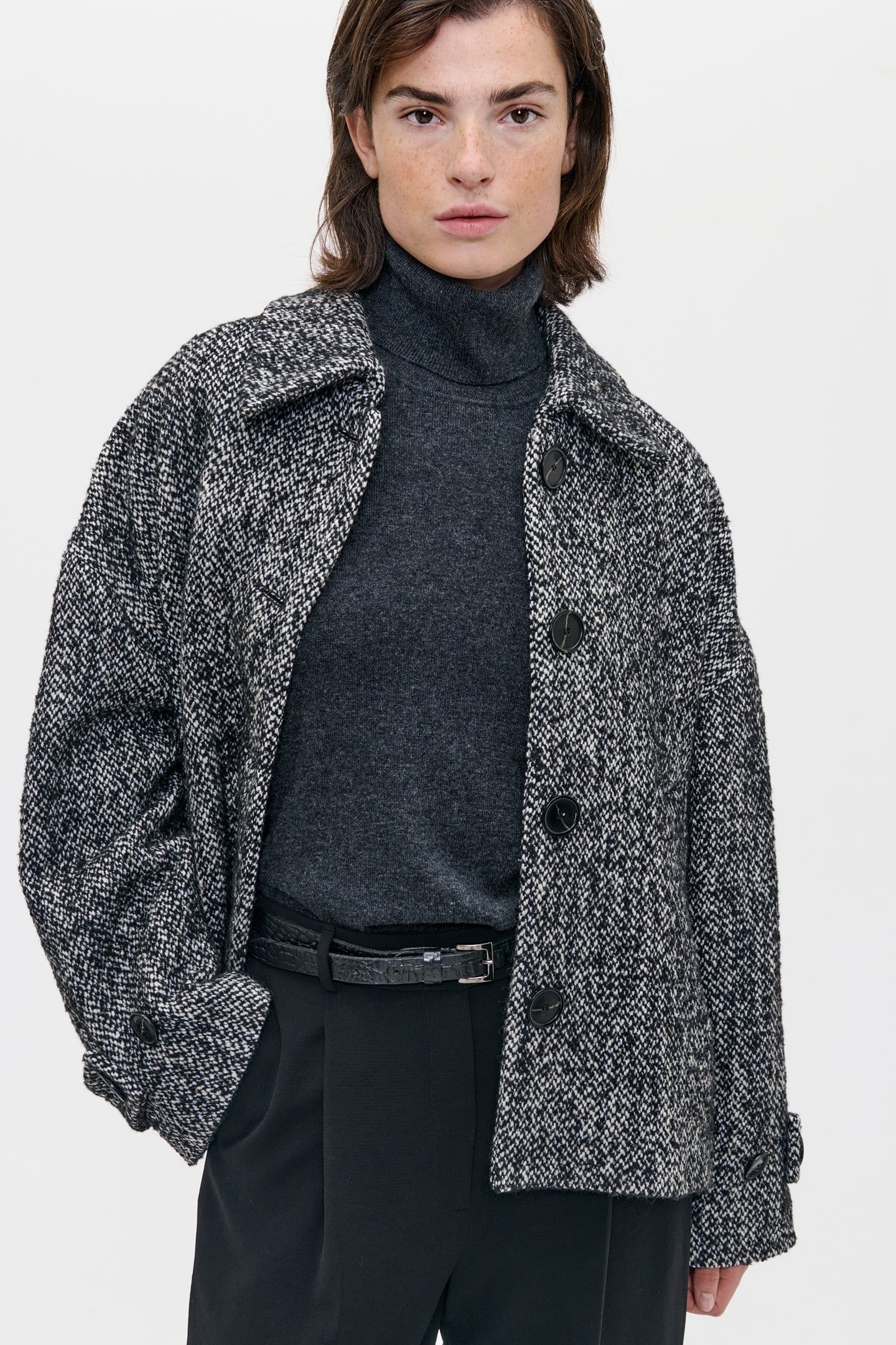 TWEED SHORT COAT BLACK 3