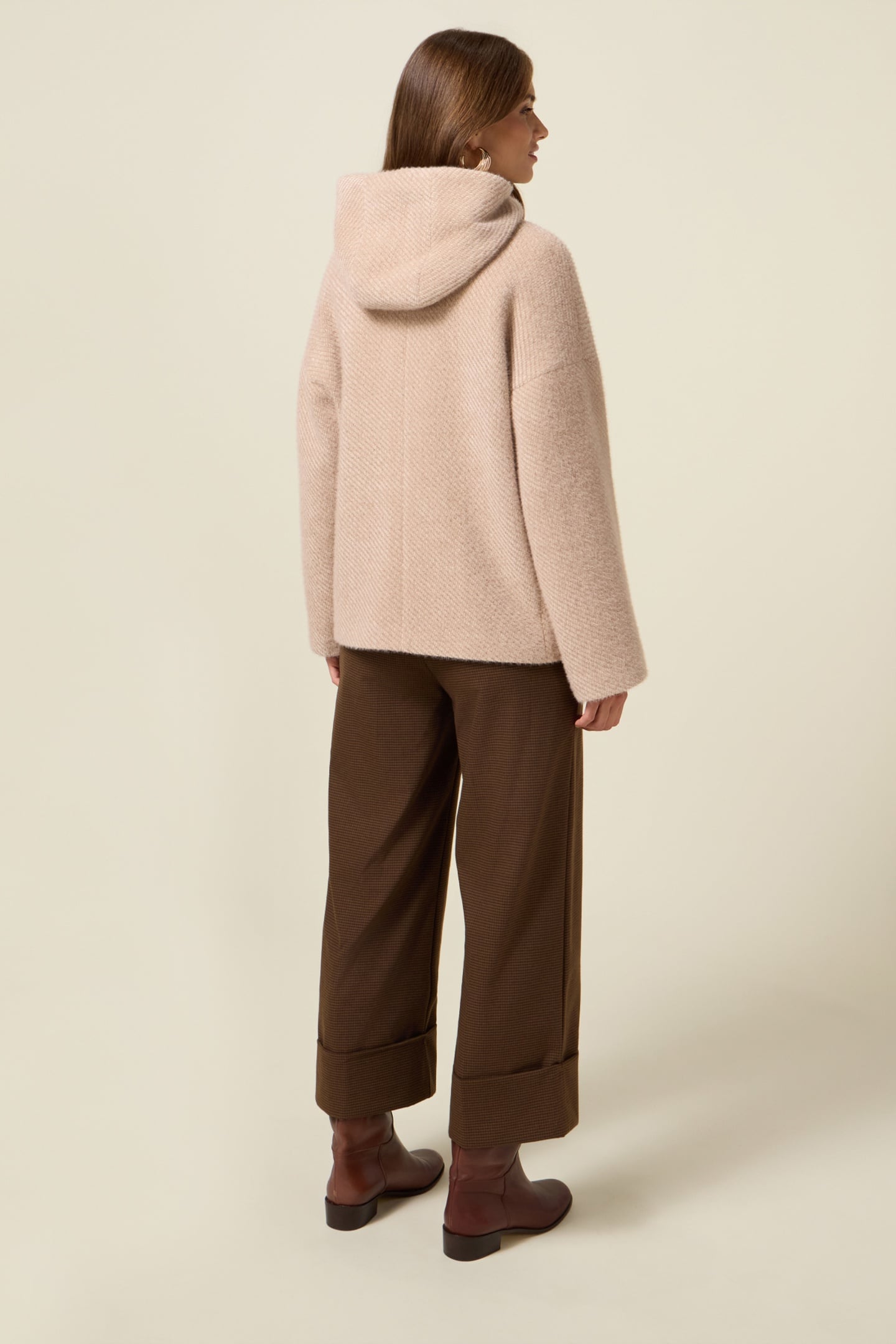 SHORT COAT IN KNITTED FABRIC BEIGE 2