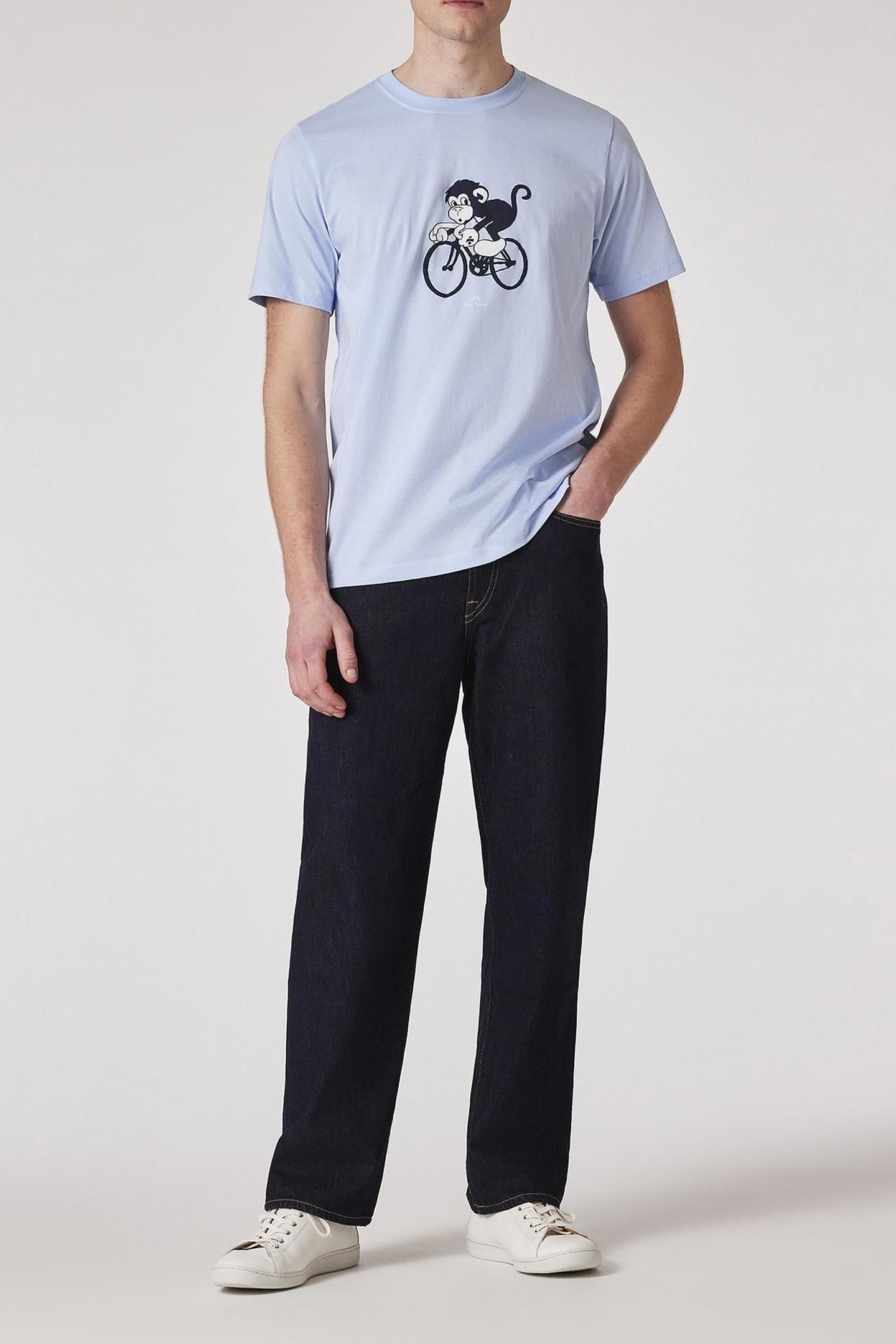 MENS REG FIT TSHIRT BIKE MONKEY LIGHT BLUE 2