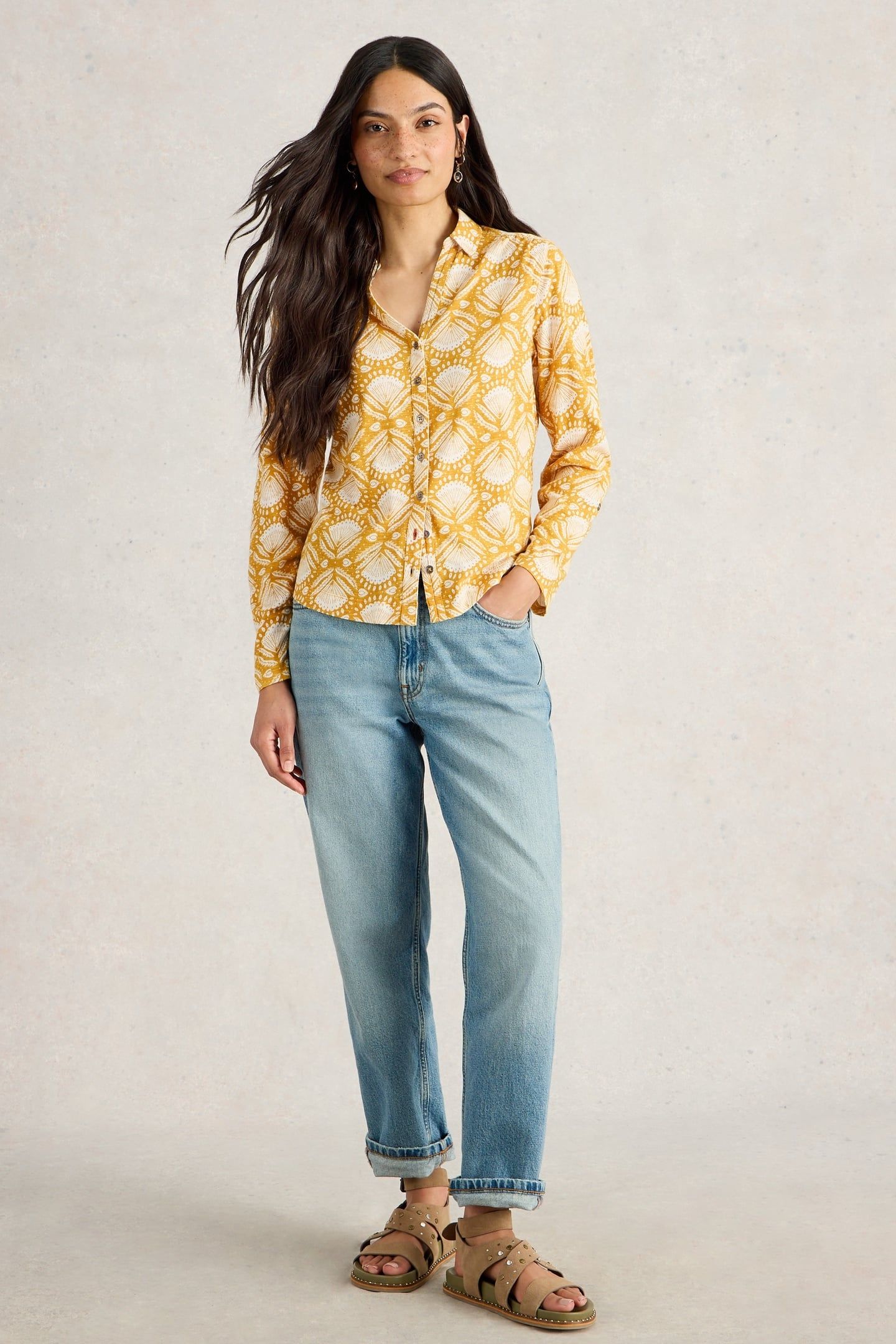 ANNIE JERSEY SHIRT CHARTREUSE PRINT 1