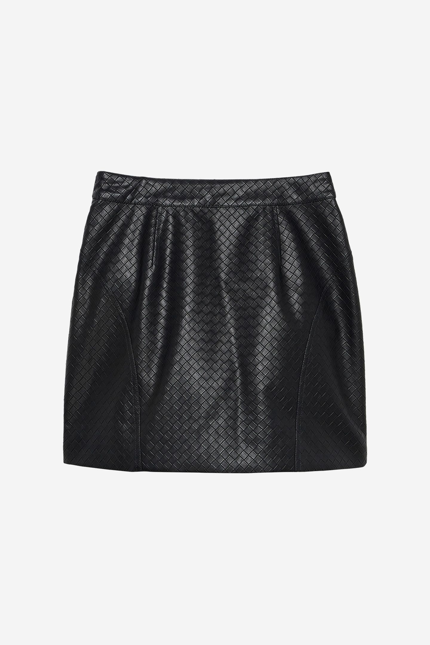 HANIA WOVEN PU SKIRT BLACK 1
