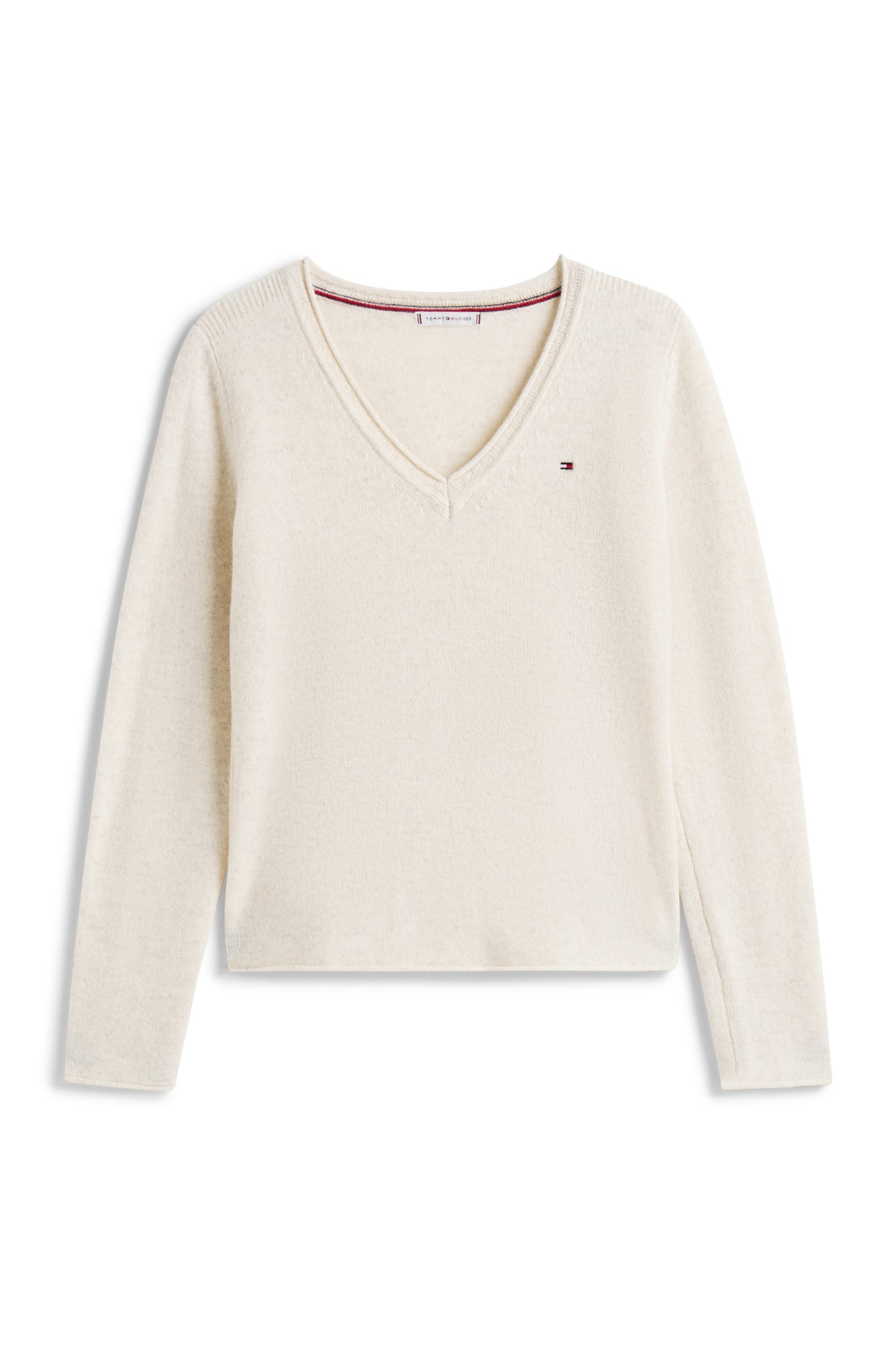 SOFT WOOL V-NECK LOOSE SWEATER HEATHER OATMILK 4