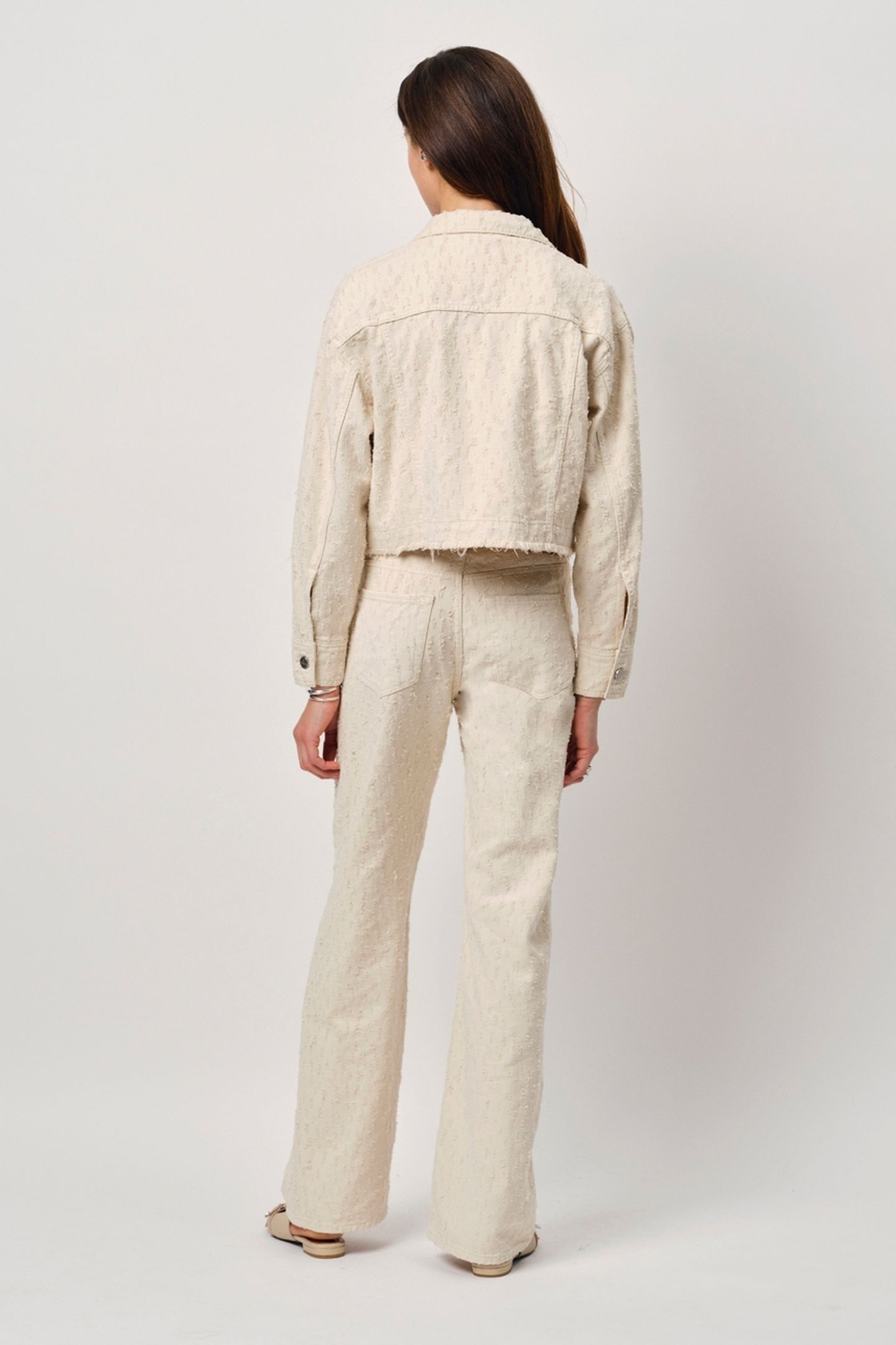 NUIT DISTRESSED WIDE LEG JEANS BUTTER CREAM 2