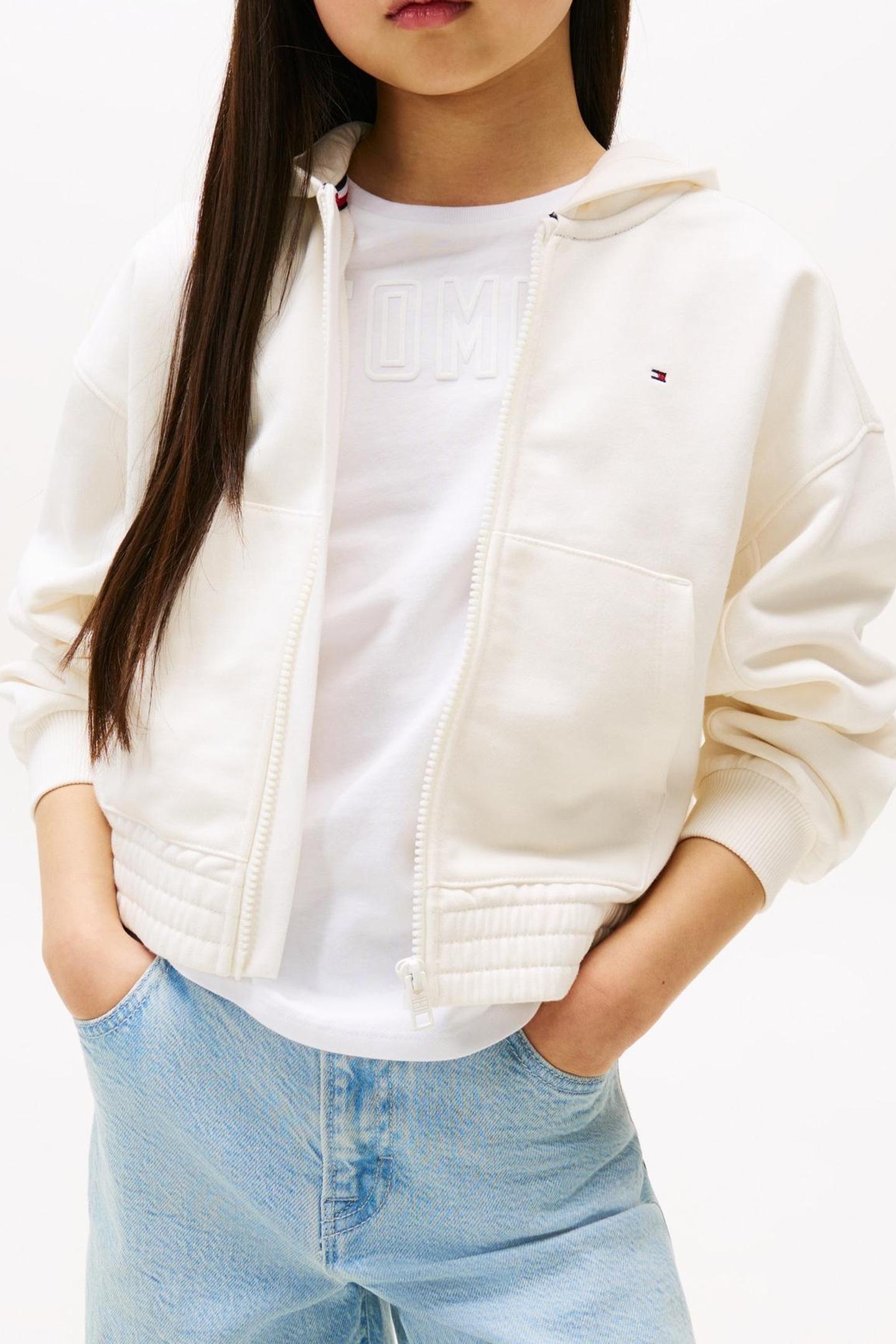 GIRLS TOMMY PUFF PRINT ZIP IVORY SILK 1