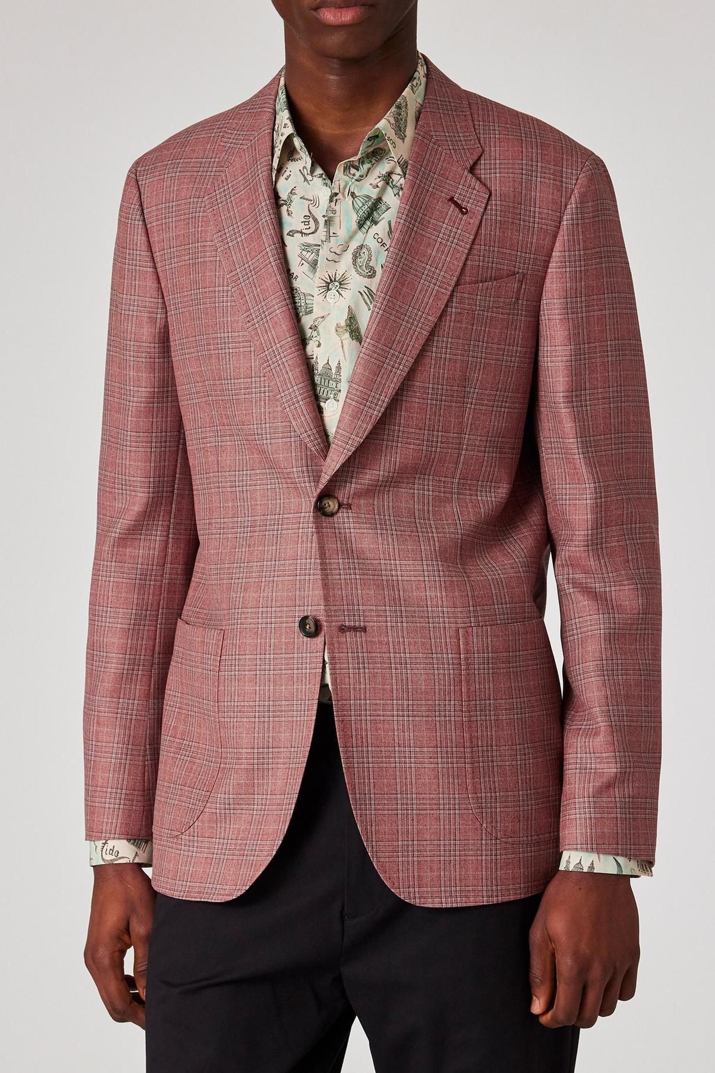MENS 2 BUTTON JACKET CORAL RED 1