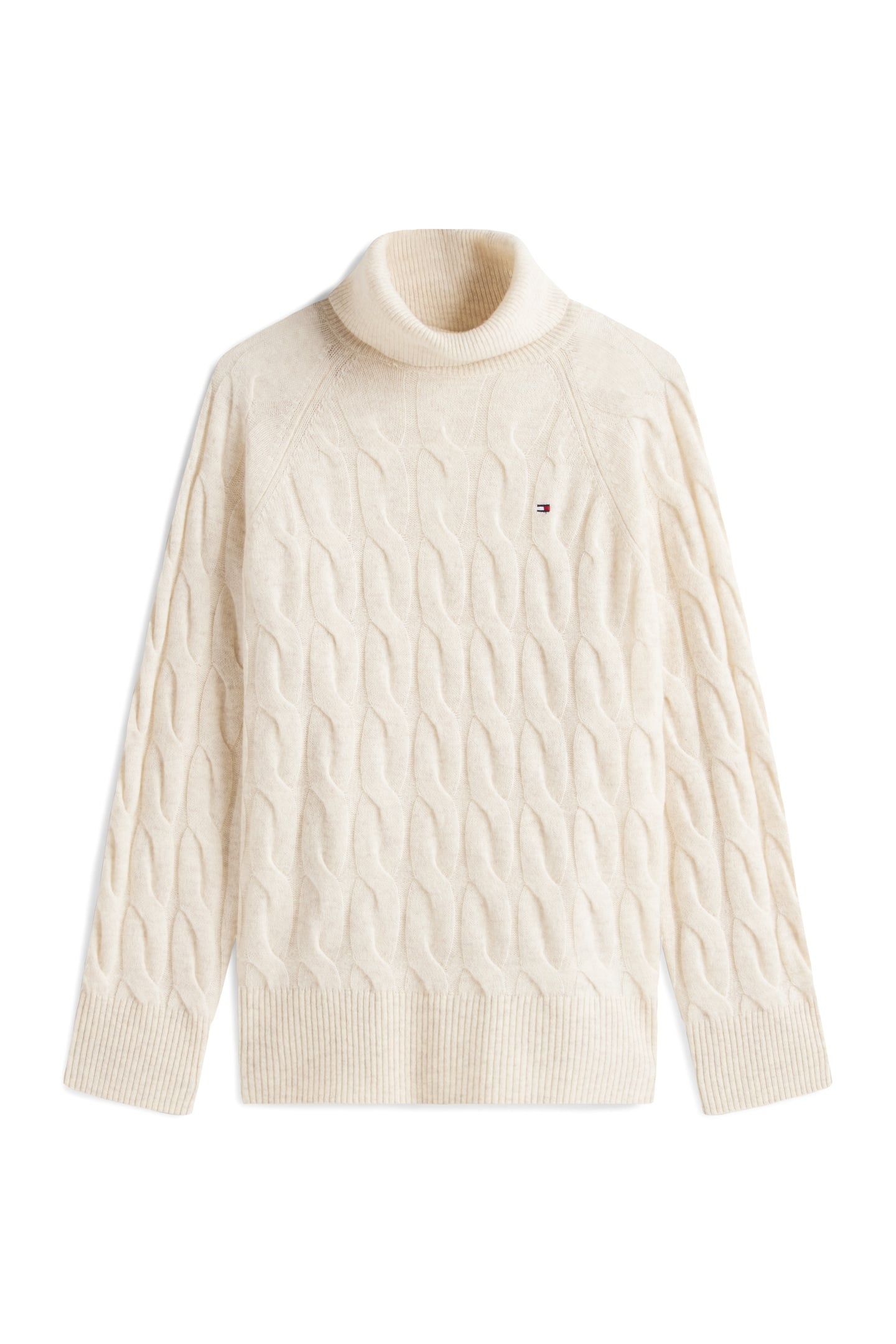 SOFT WOOL CABLE ROLL NECK HEATHER OATMILK 4