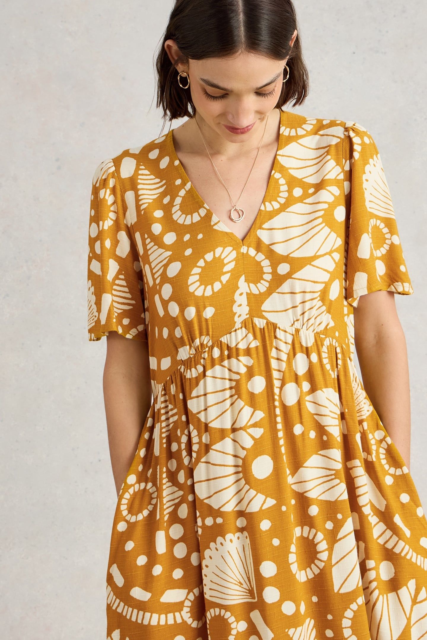 LUCY MIDI DRESS CHARTREUSE PRINT 1