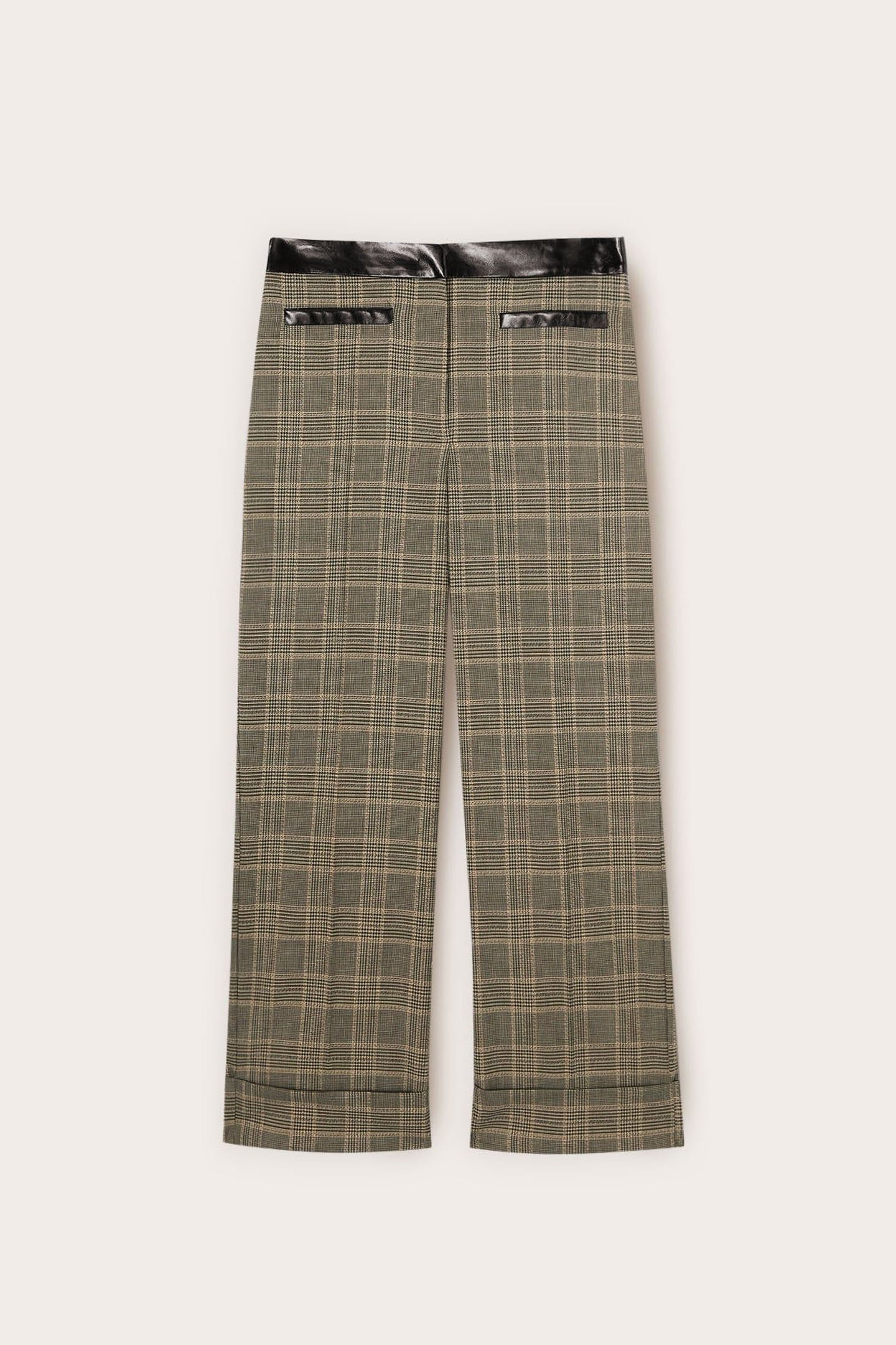 CROPPED YARN-DYED CHECK PATTERN TROUSERS BEIGE 4
