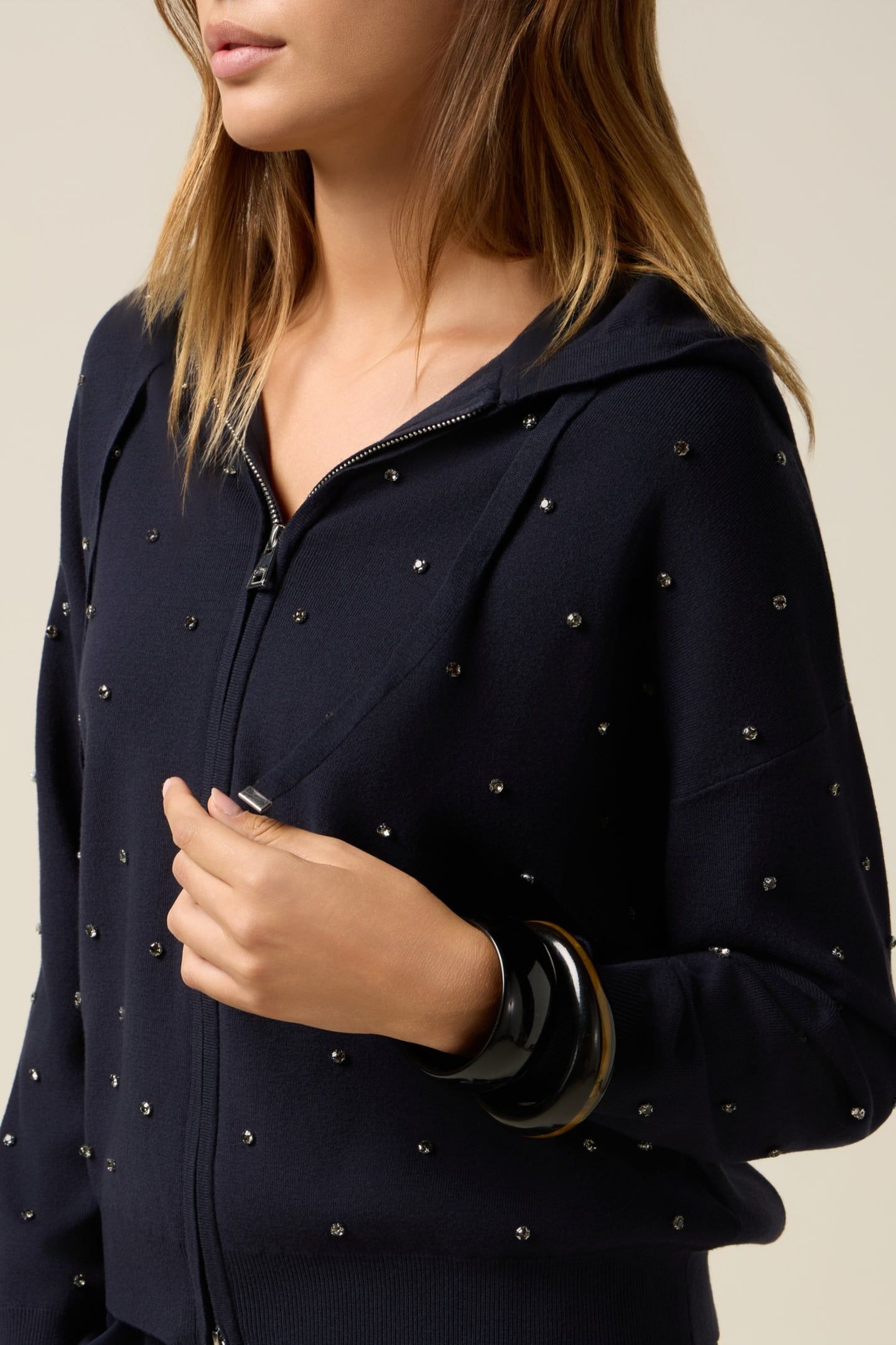 HOODED CARDIGAN WITH PATCH POCKETS BLUE 5