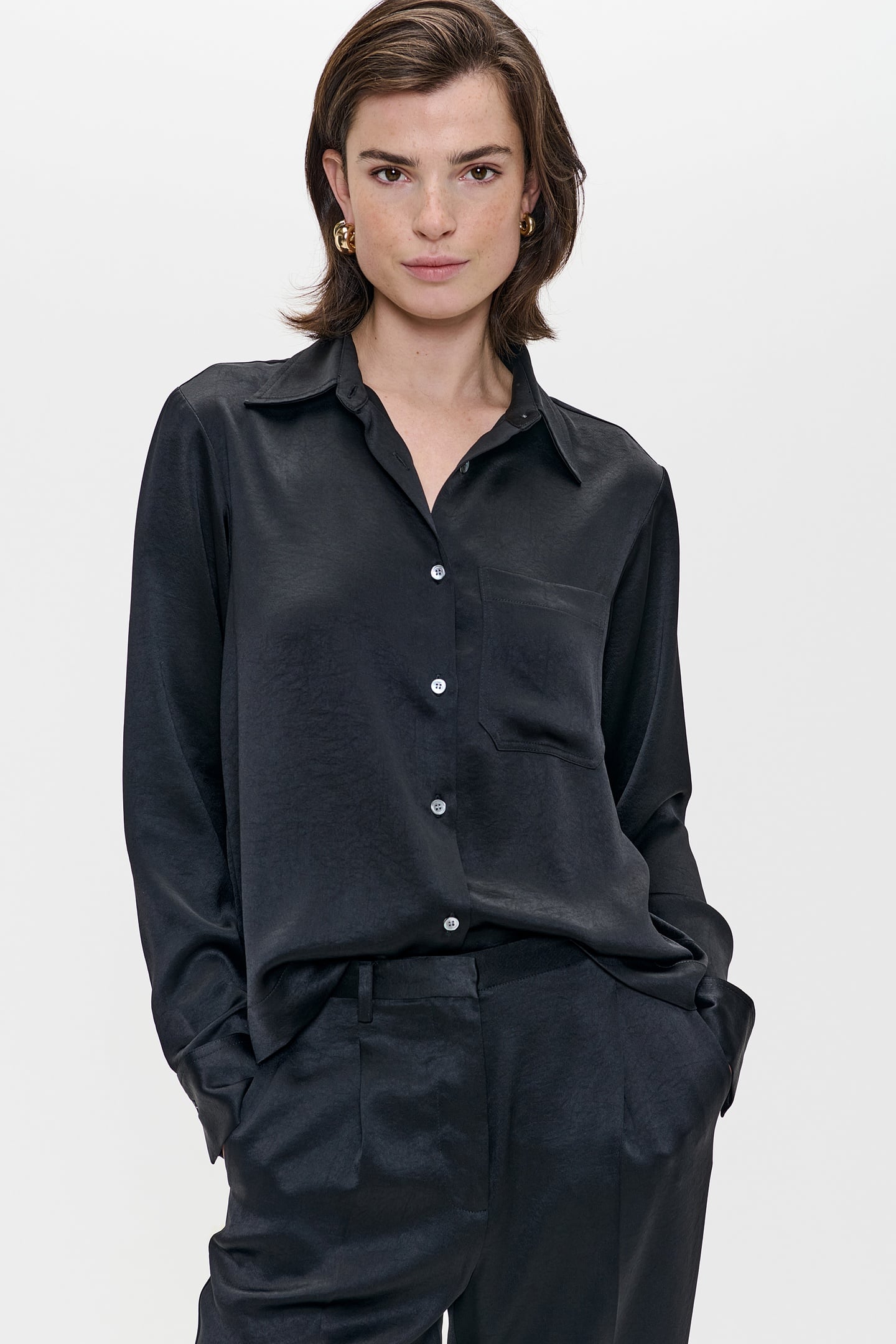 SATIN SHIRT BLACK 1