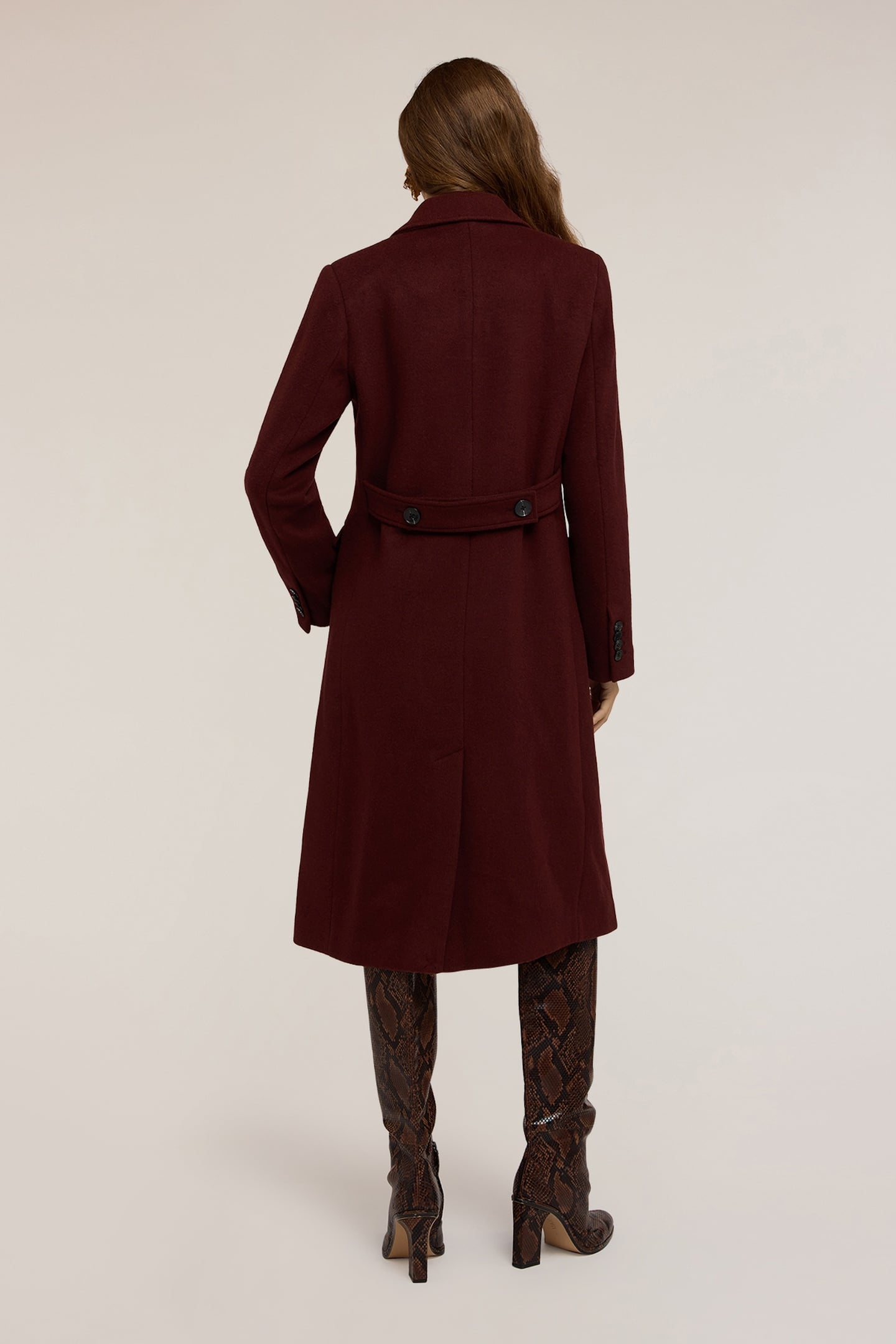 DOUBLE-BREASTED COAT IN WOOL BLEND DRAP BROWN 4