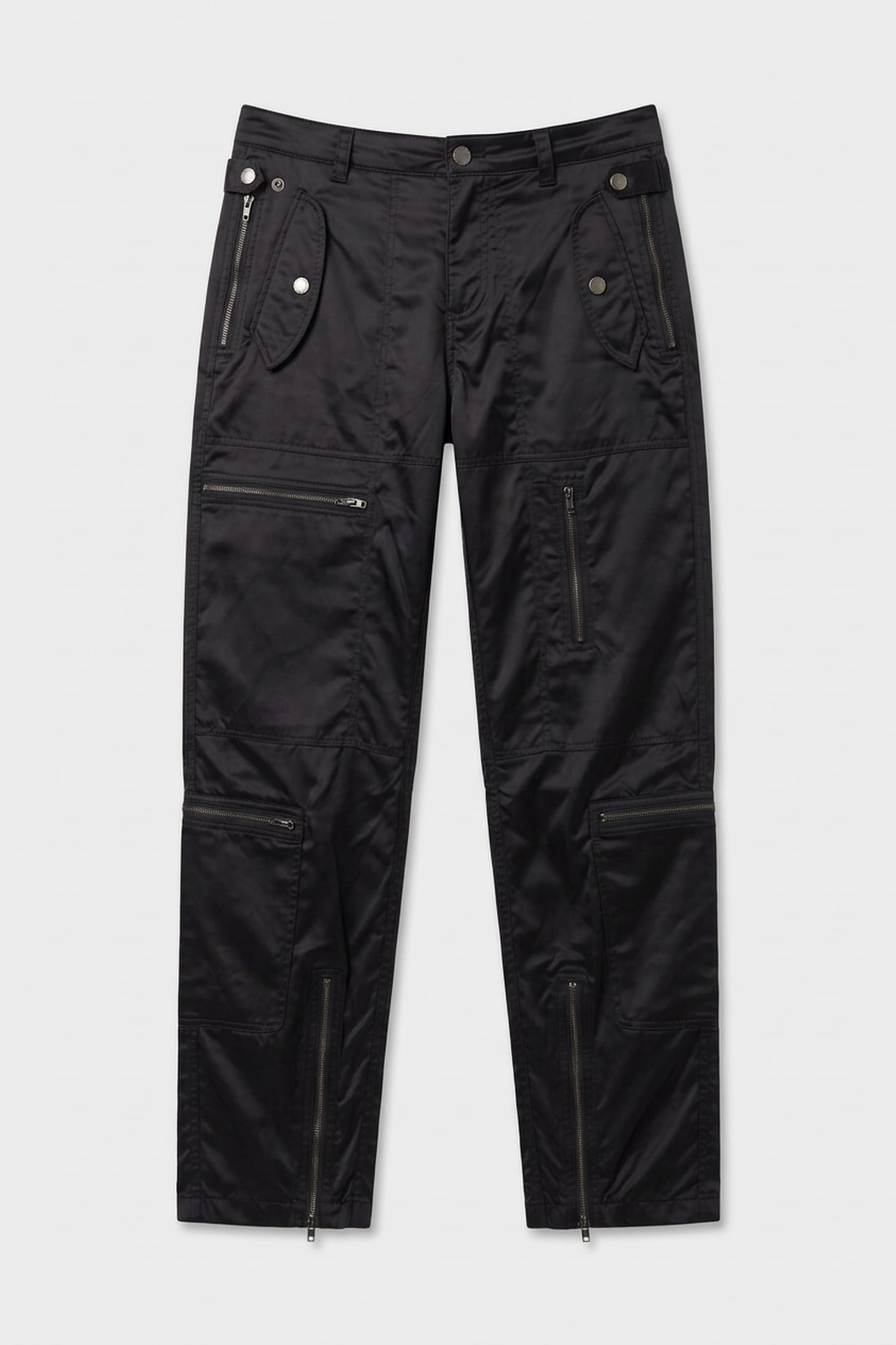 MULTI-POCKET TROUSERS IN SHINY SATIN BLACK 3