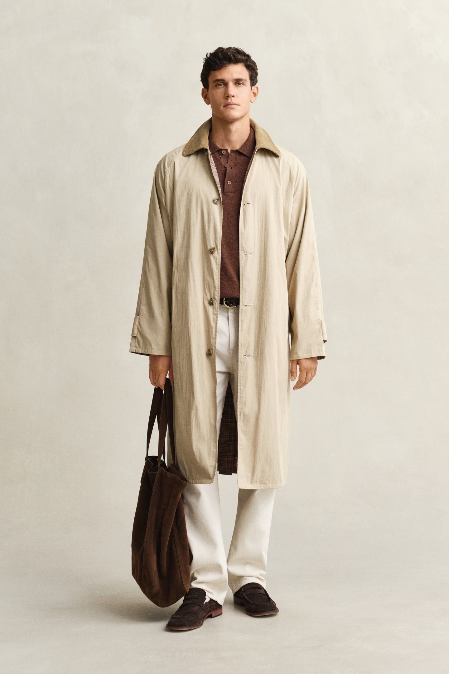 SLUB COTTON LINEN POLO HAZELNUT MELANGE 2