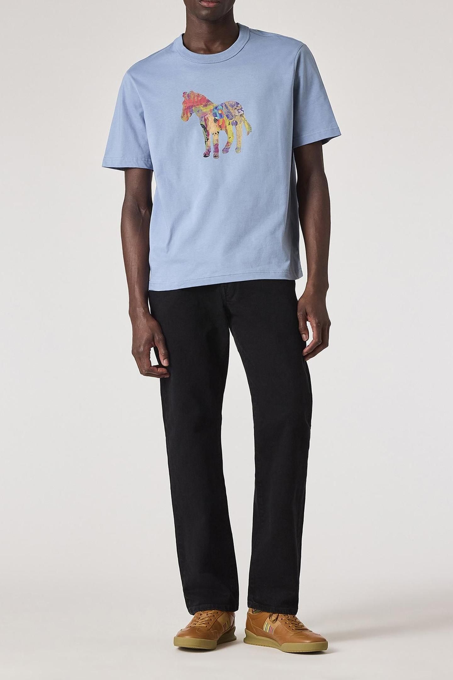 MENS REG FIT SS T SHIRT ZEBRA CRAFT LIGHT BLUE 2