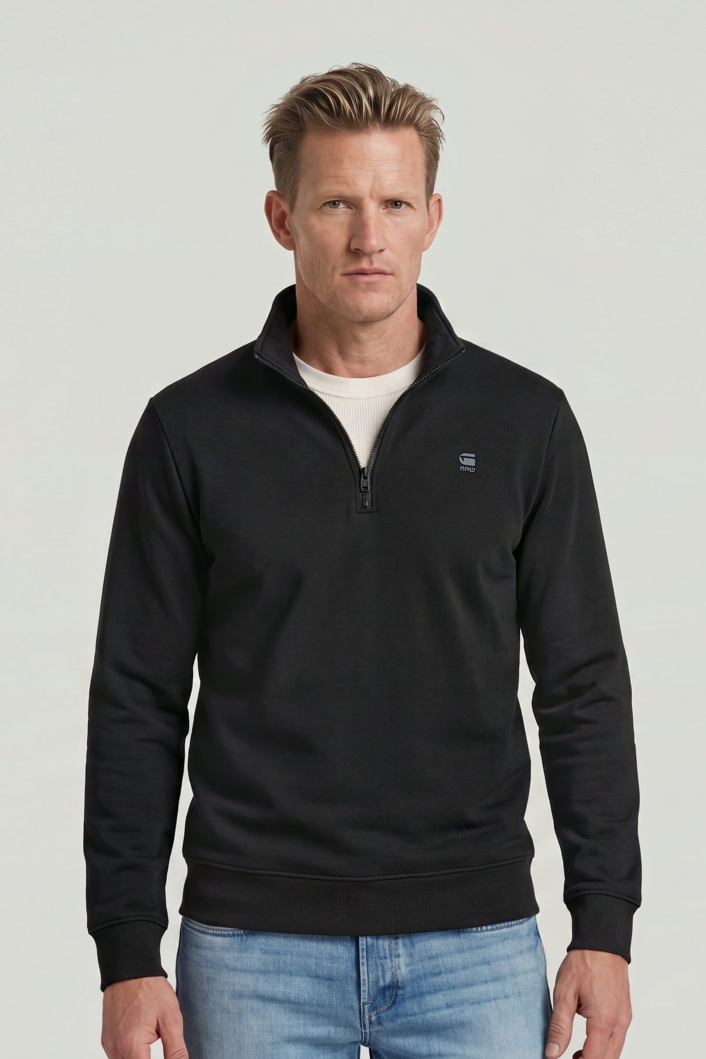 CORE HALF ZIP STAND UP COLLAR SWEAT L/S BLACK 1