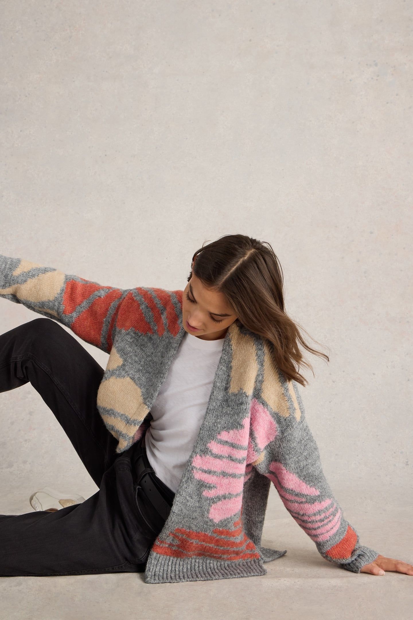 LOUISA LONGLINE CARDI GREY MULTI 6