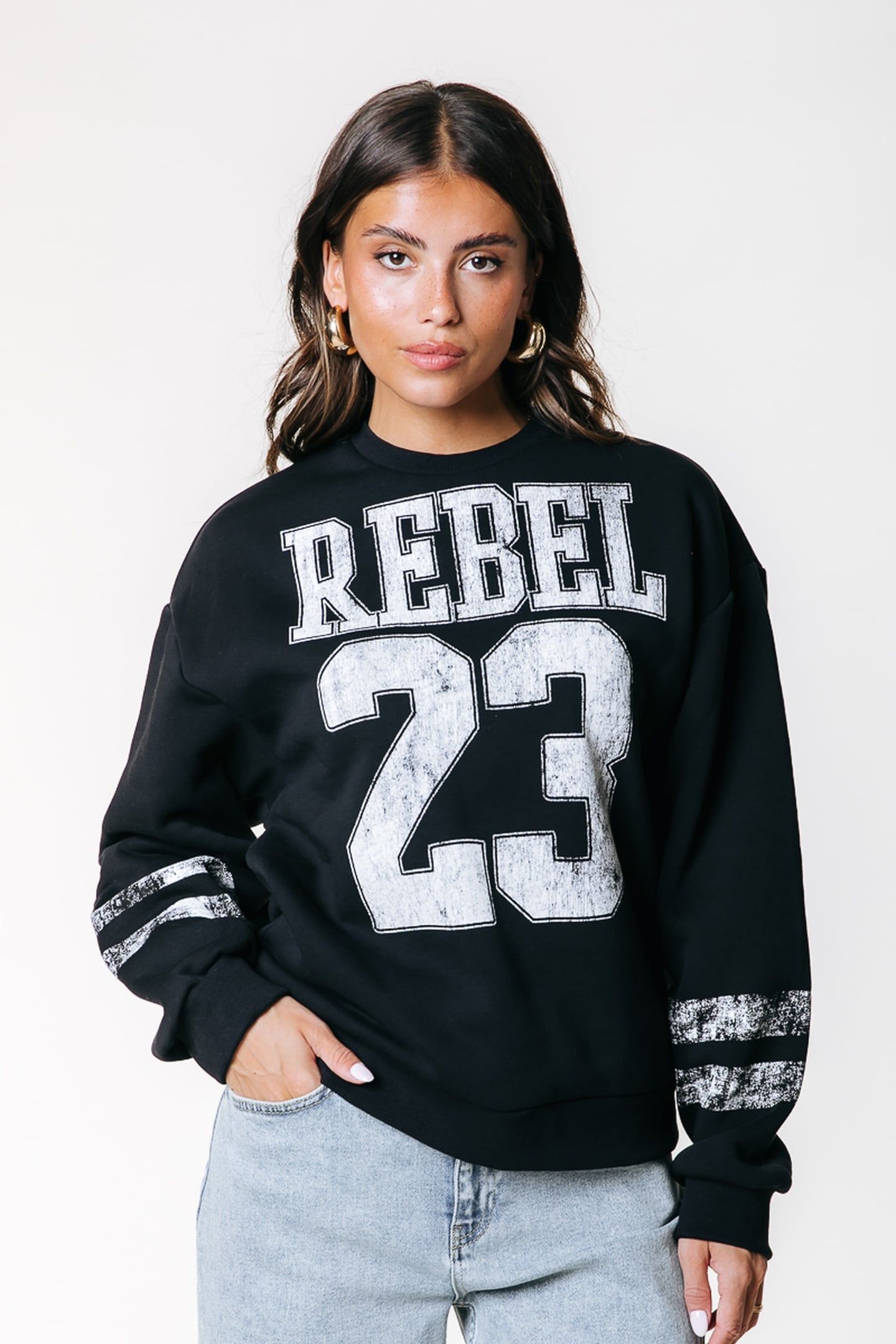 REBEL 23 DROPPED SHOULDER SWEAT BLACK 1