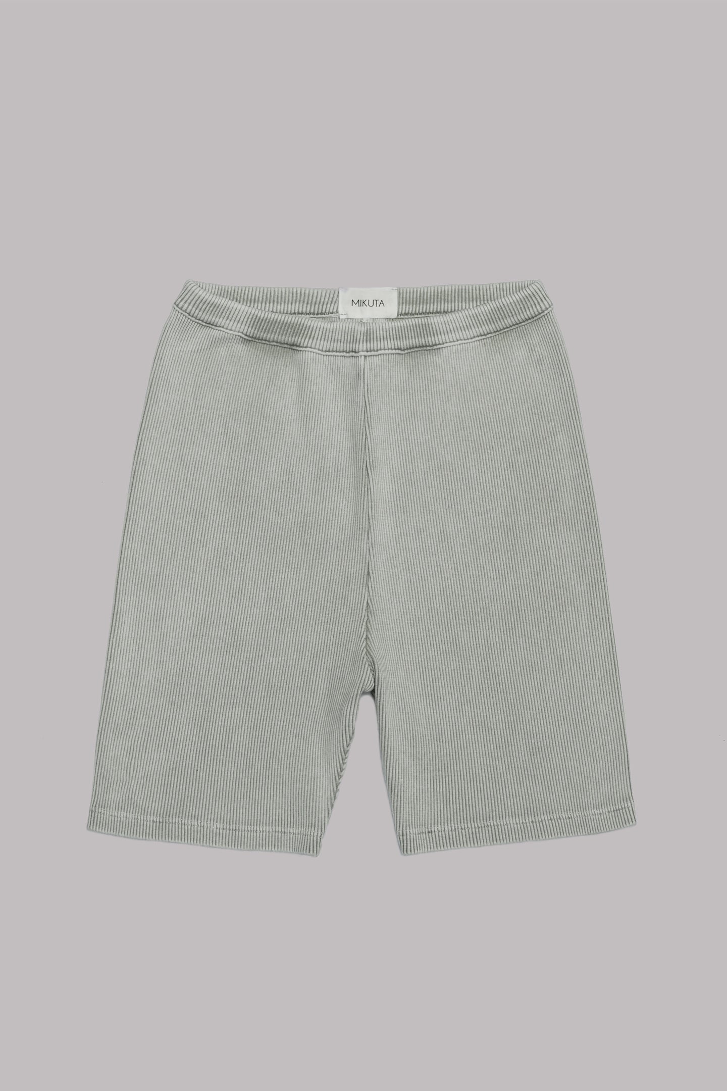 THE GREEN RIBBED BIKER SHORTS 1