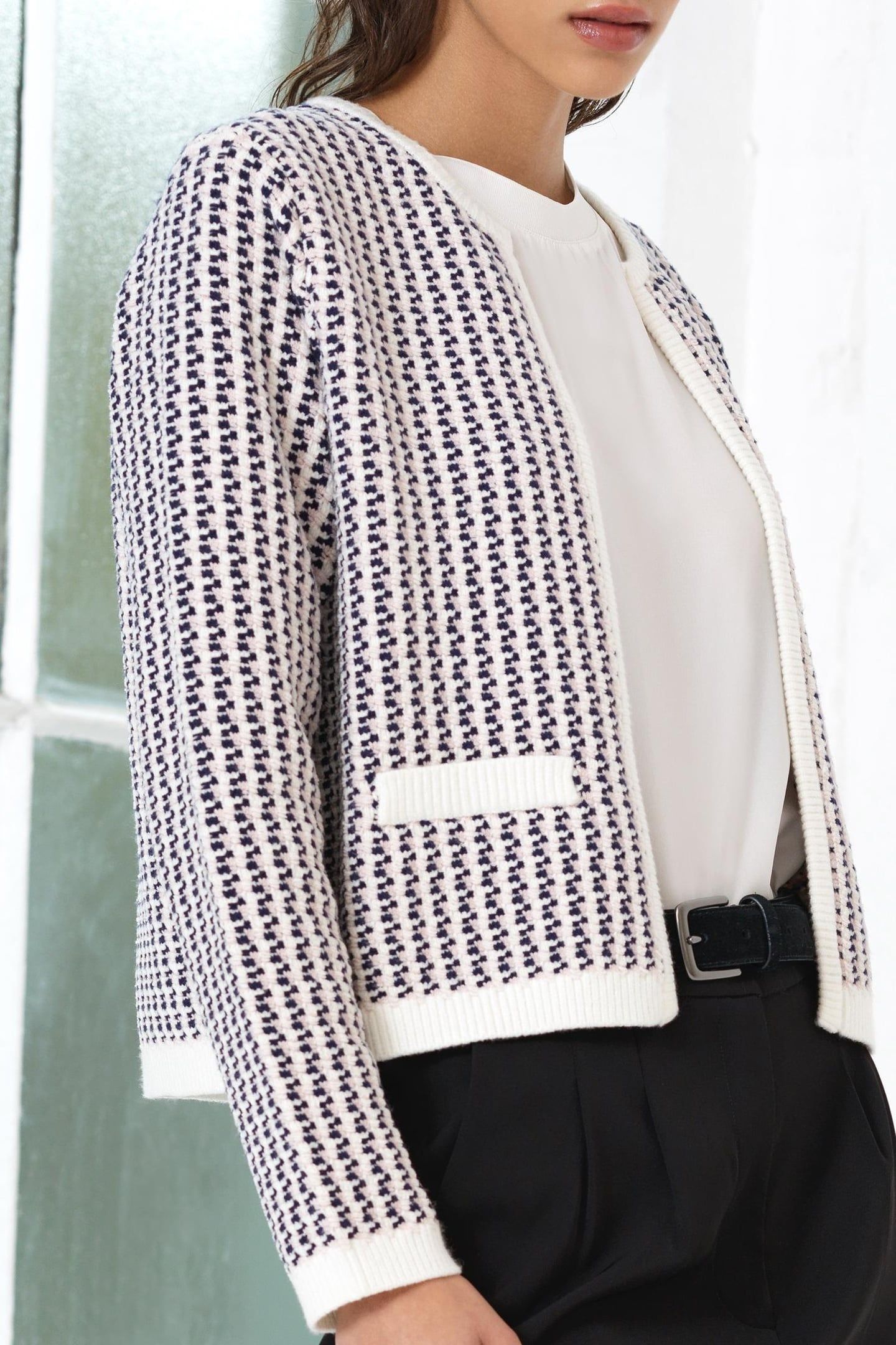 NOAR TEXTURED KNIT CARDIGAN PORCELAIN CRM MULTI 4