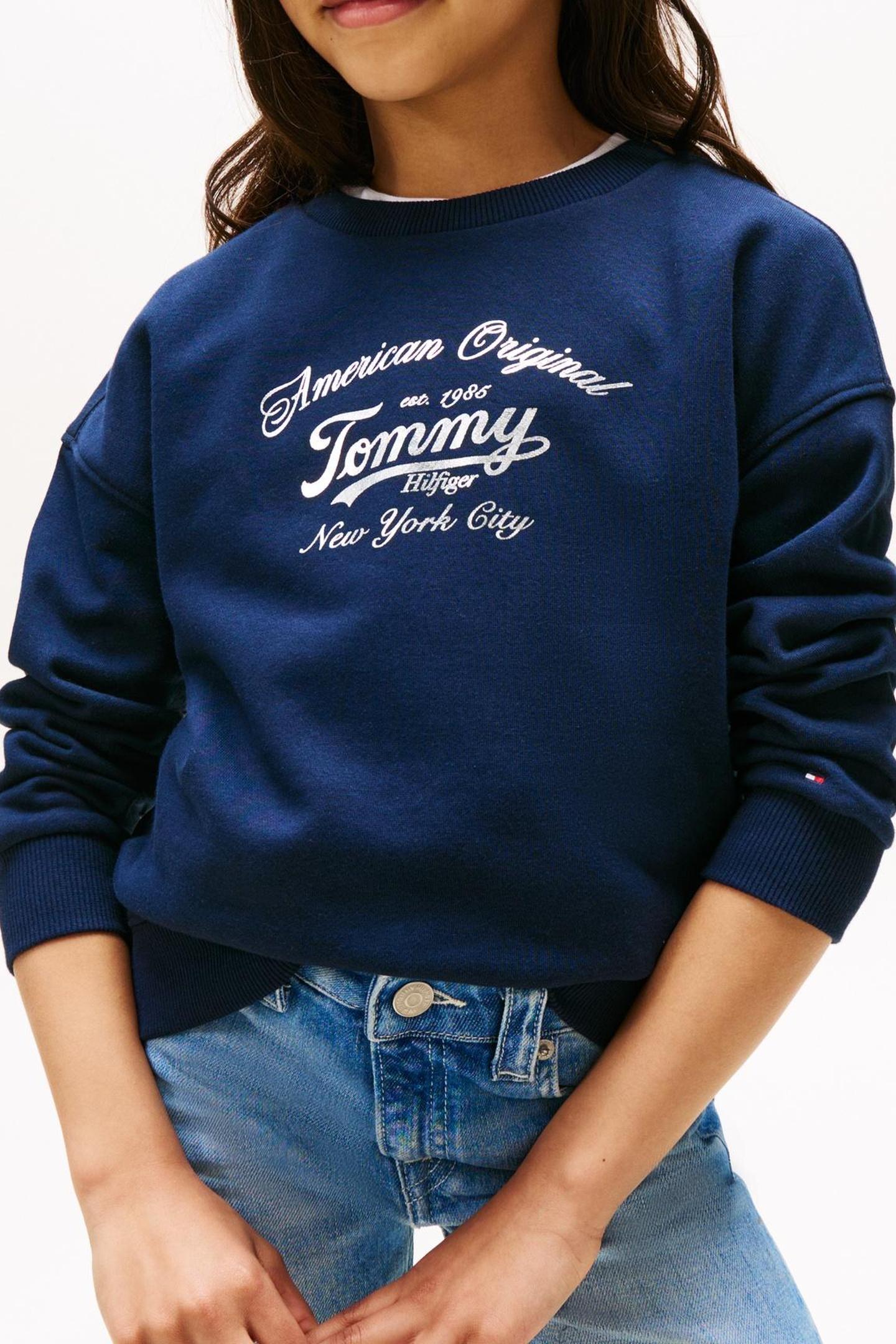 GIRLS TOMMY SCRIPT SWEATSHIRT DARK NIGHT NAVY 1