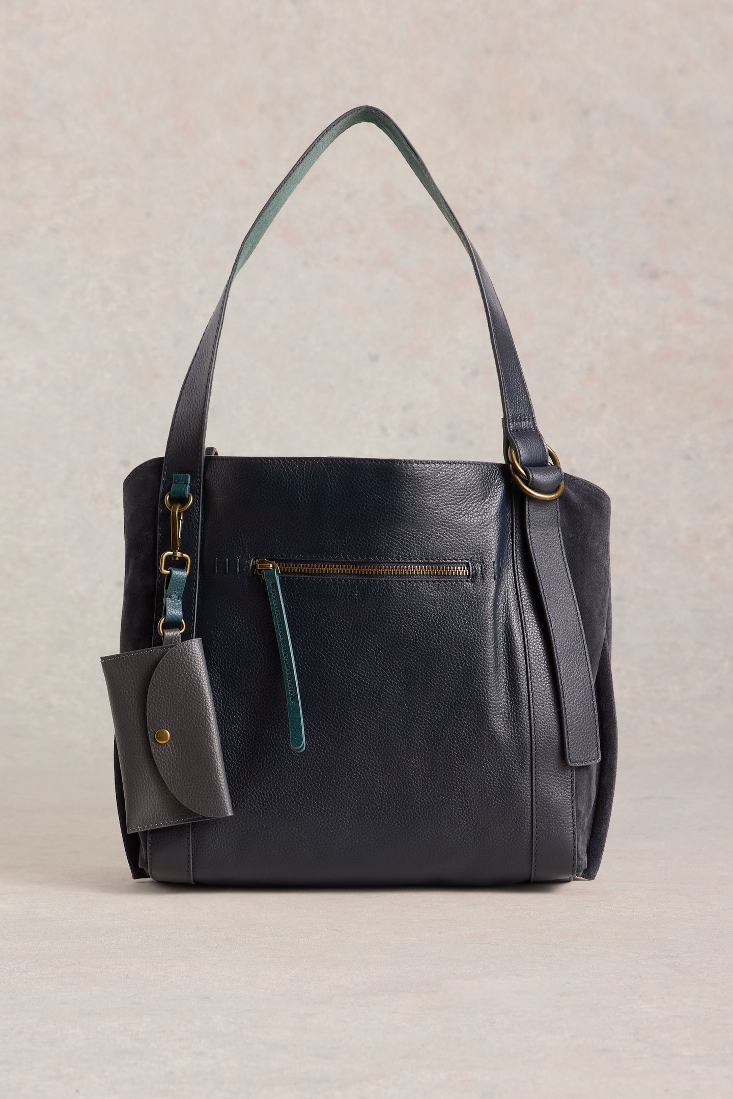 HANNAH LEATHER TOTE DARK NAVY 2