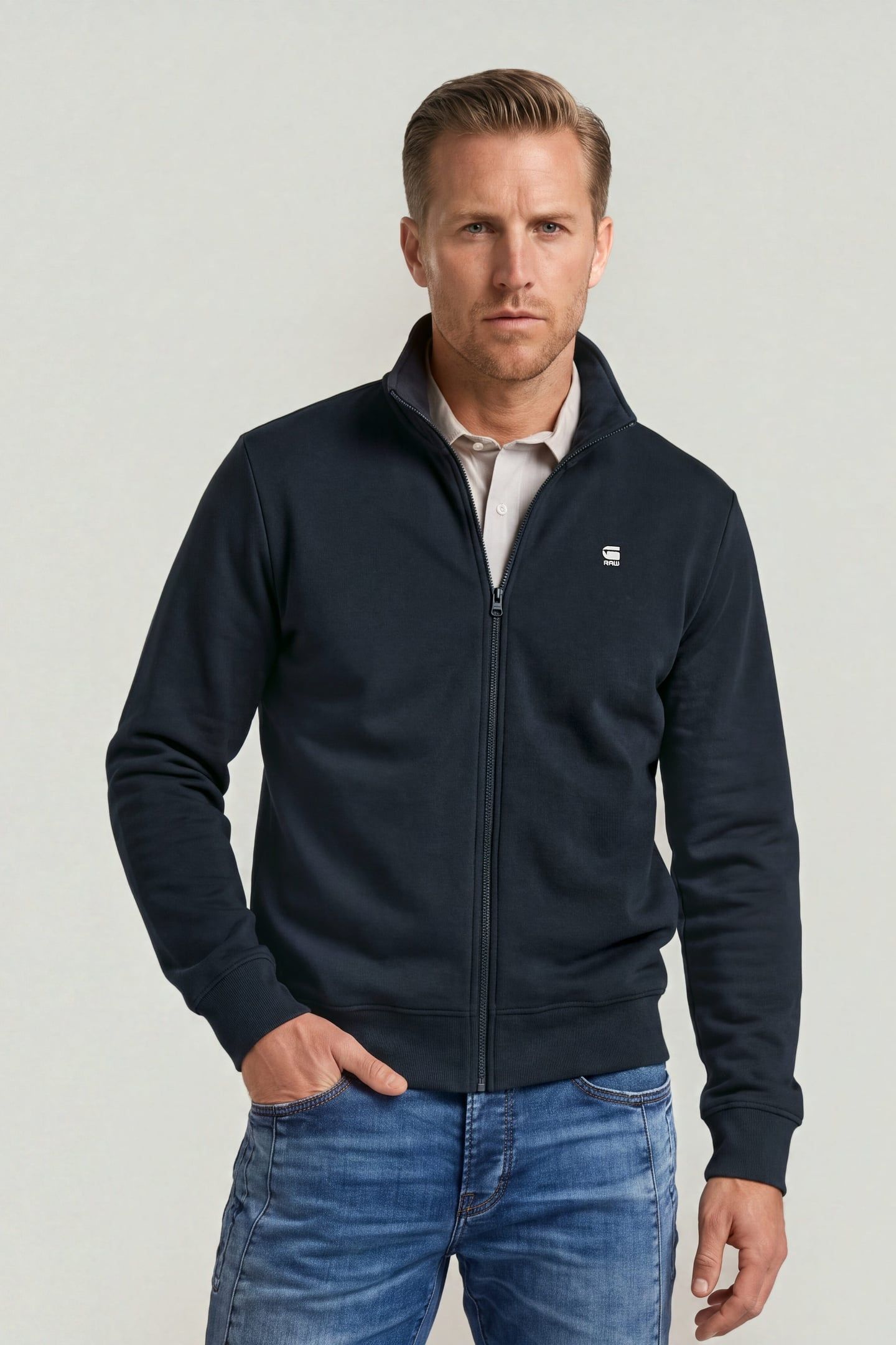 CORE ZIP STAND UP COLLAR SWEAT L/S BLUE 1