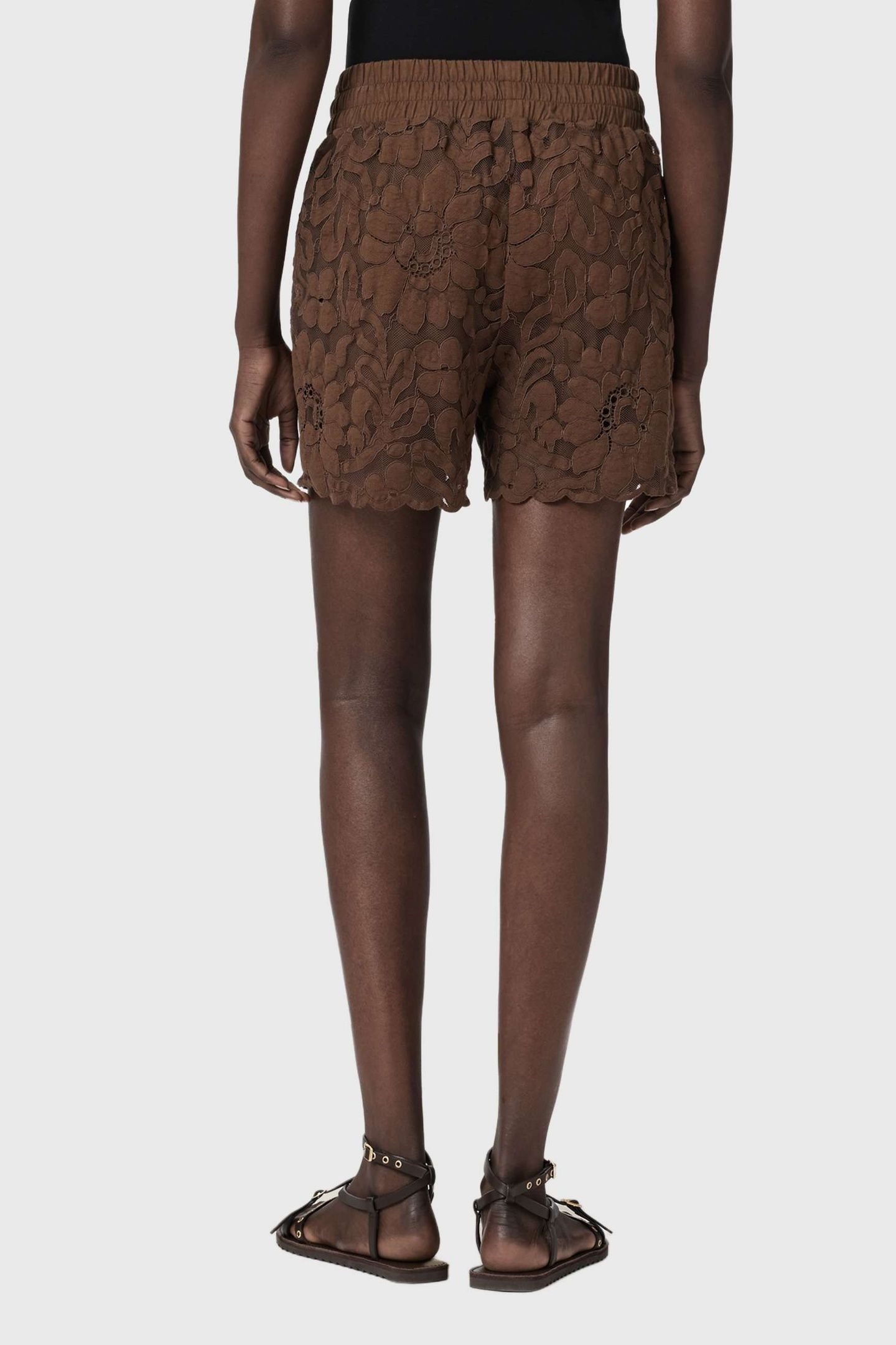 AMELIE LACE SHORT BITTER BROWN 3