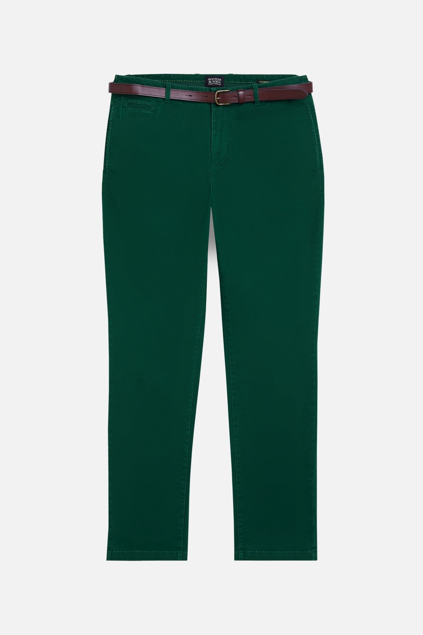 WARREN COTTON TWILL WASHED CHINO WITH BELT RAINFOREST 1