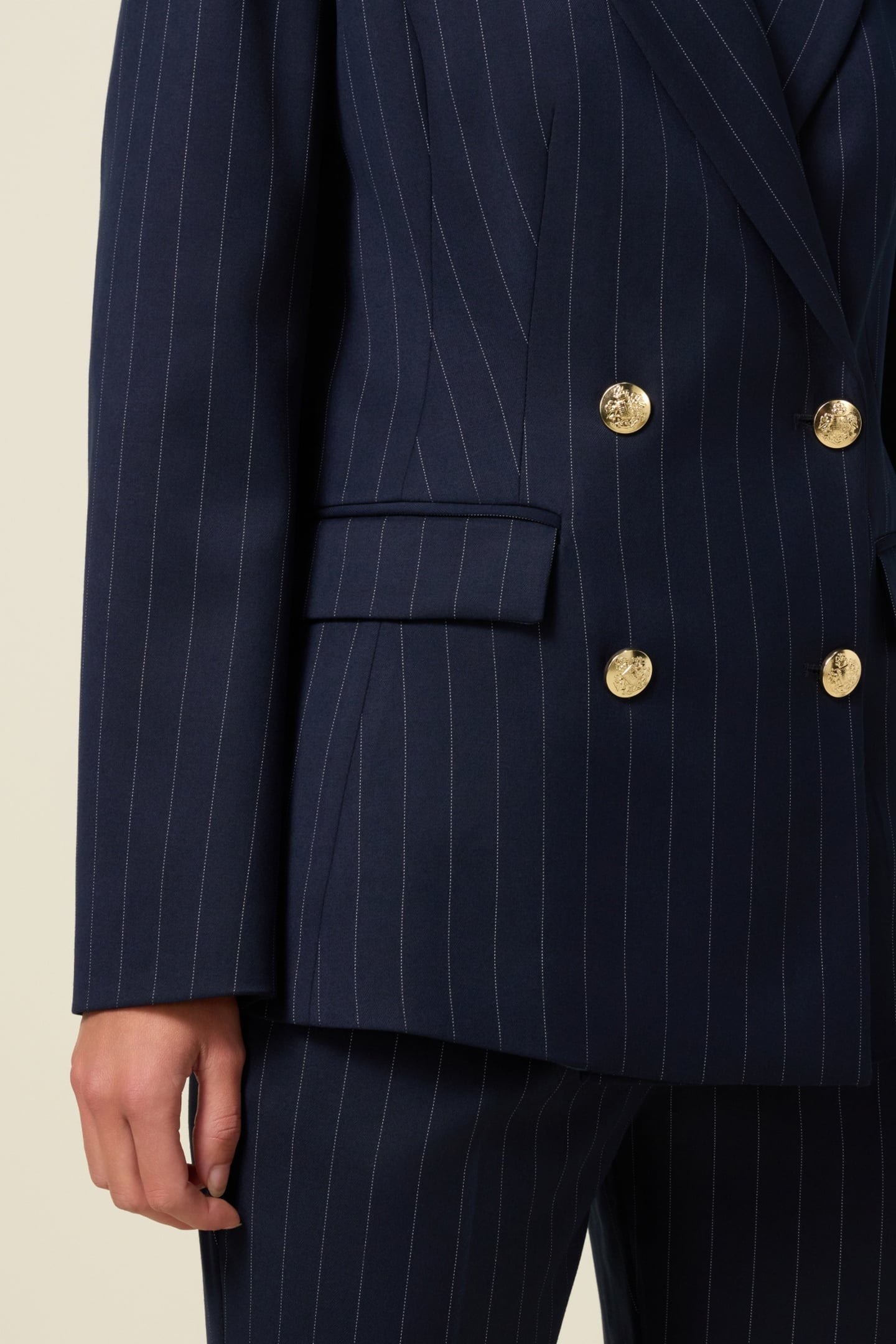 DOUBLE-BREASTED PINSTRIPE BLAZER BLUE 4